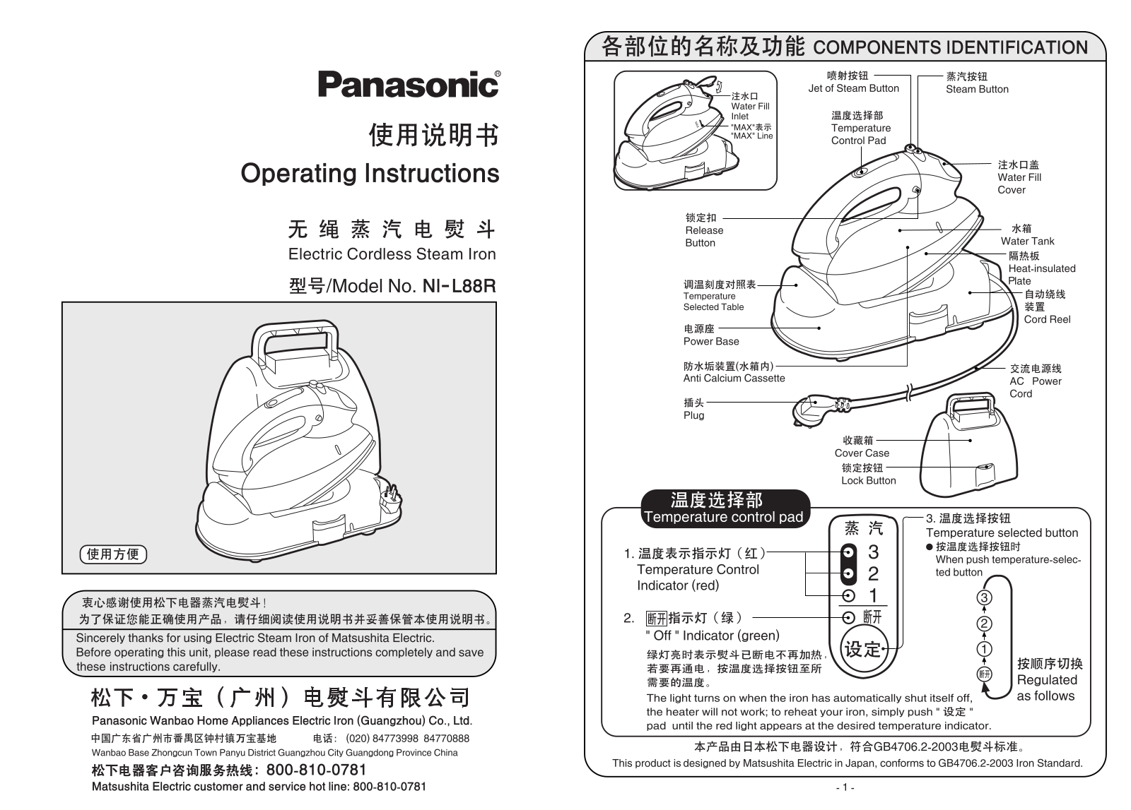 Panasonic NI-L88R User Manual