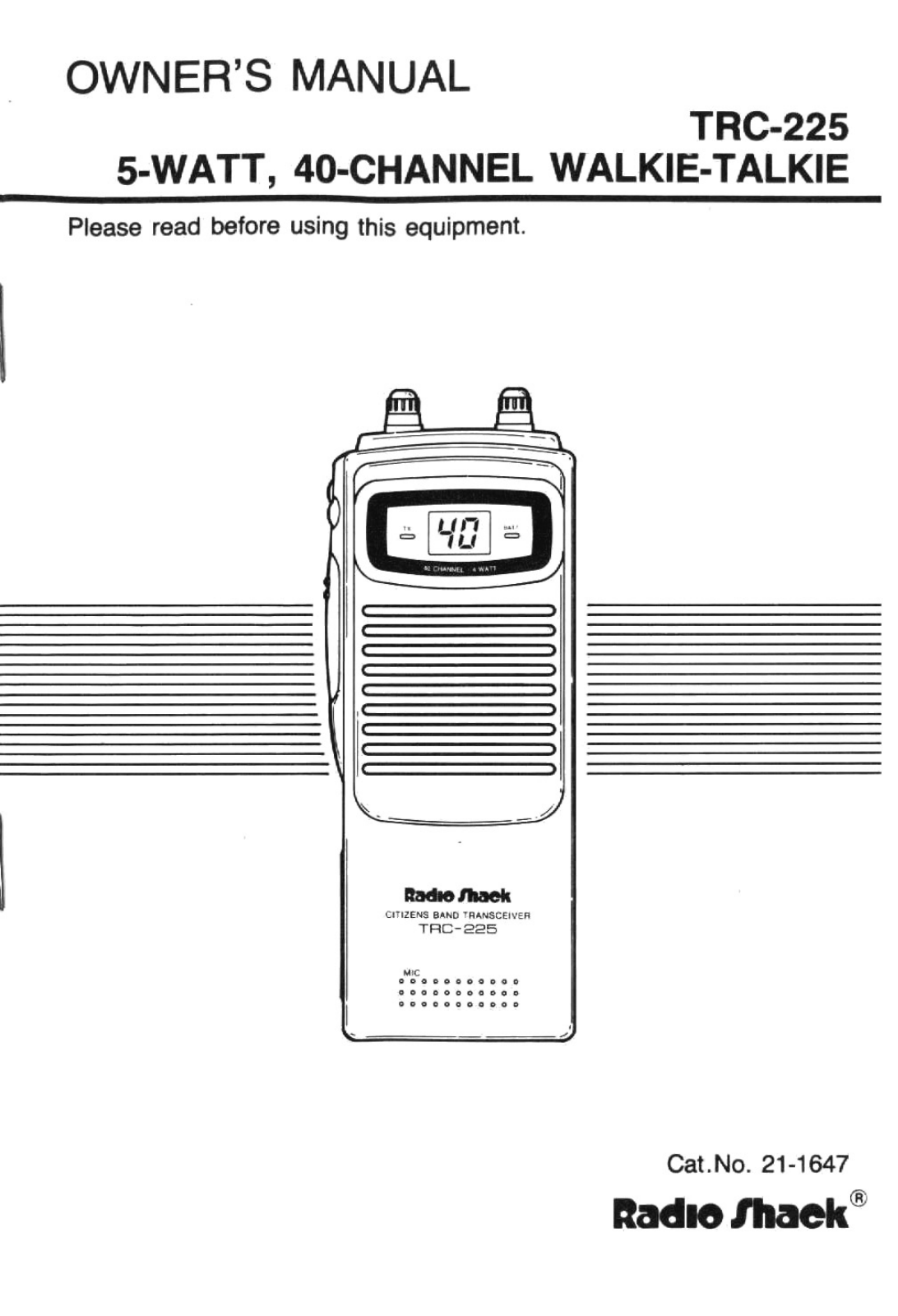 radio shack walkie talkies manual