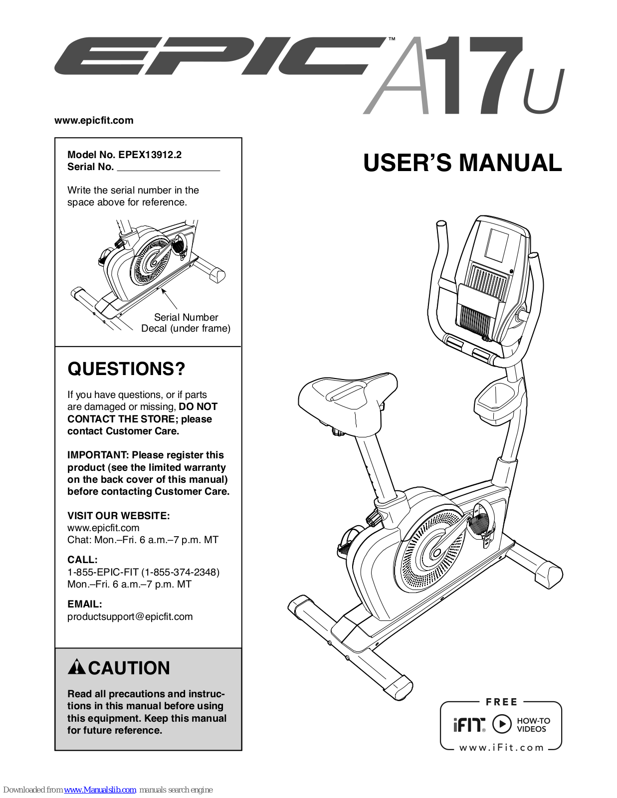 Epic A17u Bike, EPEX13912.2 User Manual