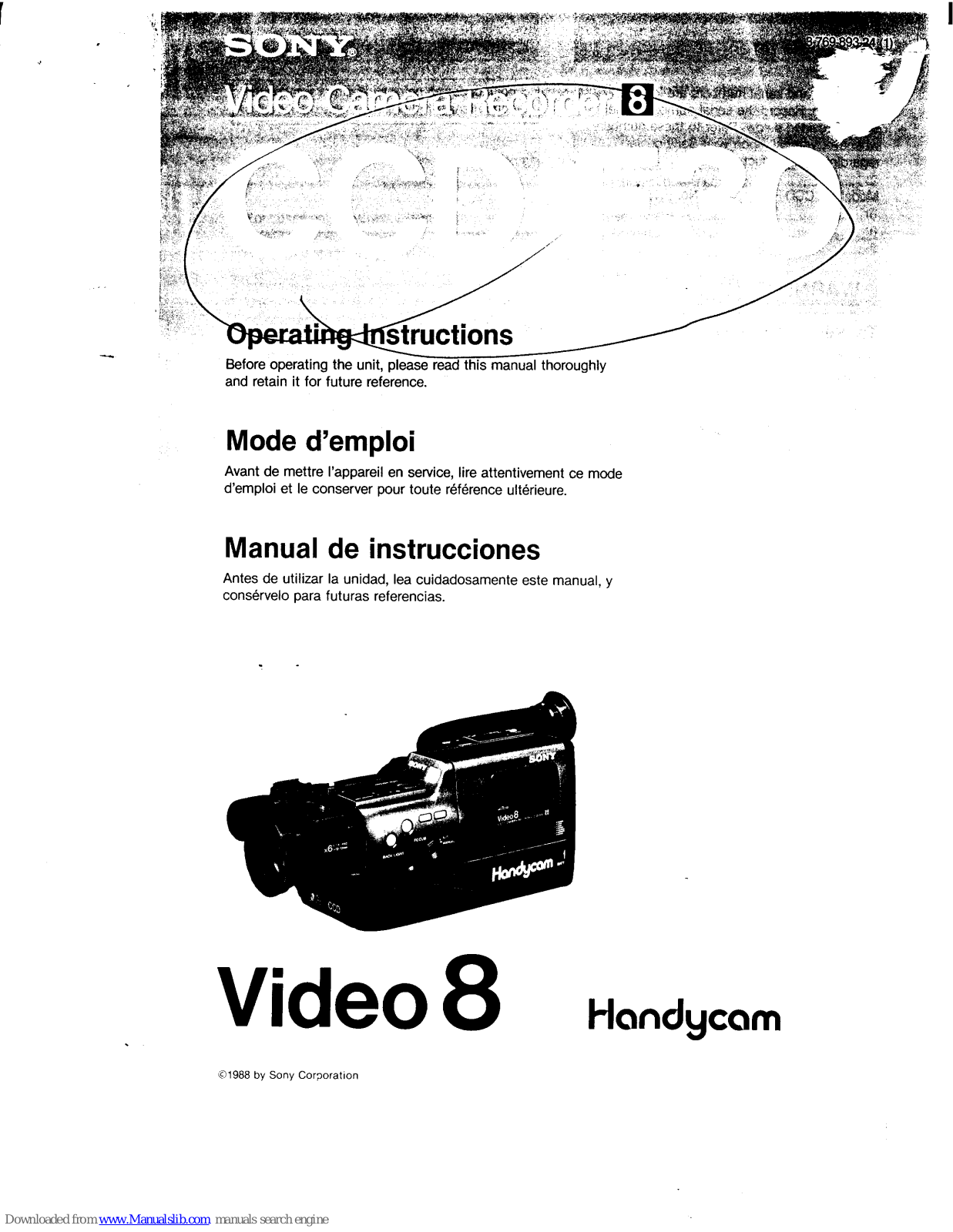 Sony Handycam CCD-F30 Operating Instructions Manual