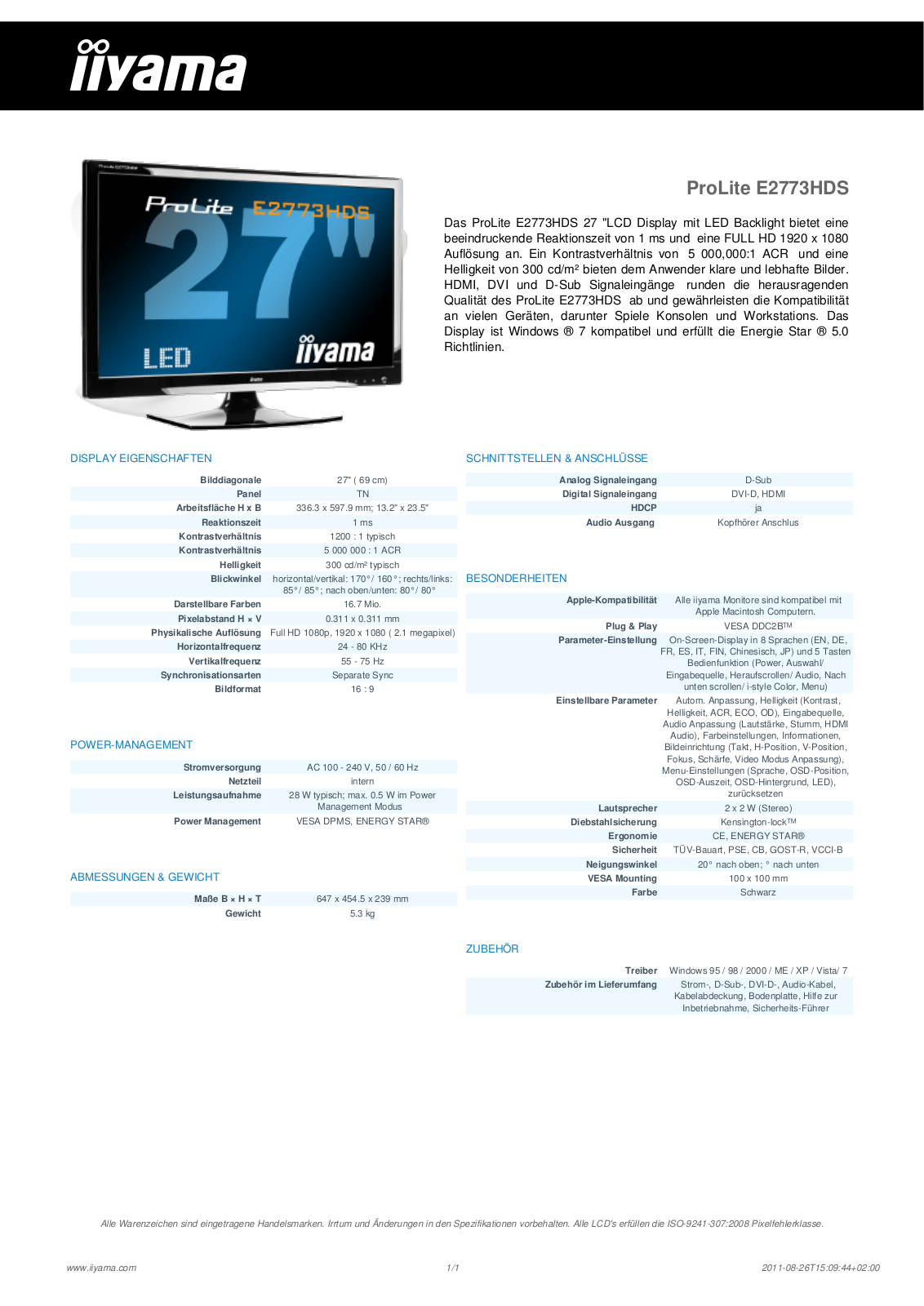 Iiyama PROLITE E2773HDS User Manual