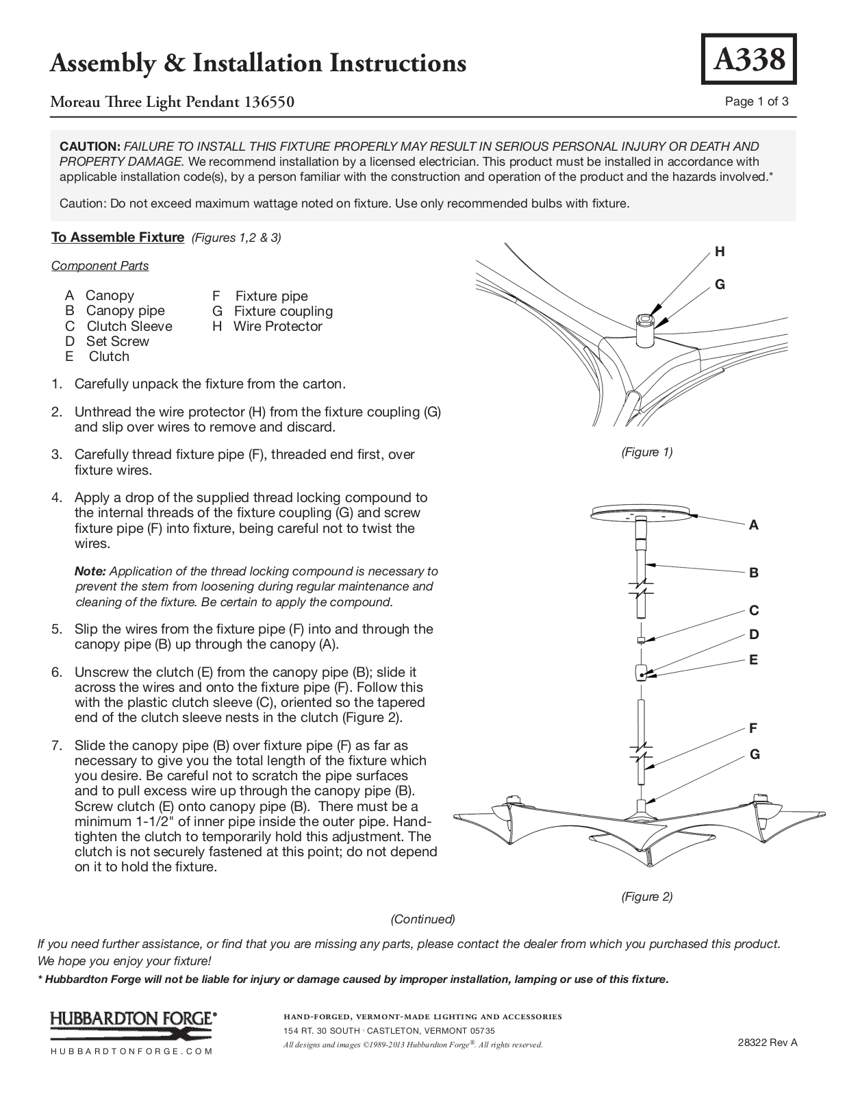 Hubbardton Forge 136550 User Manual