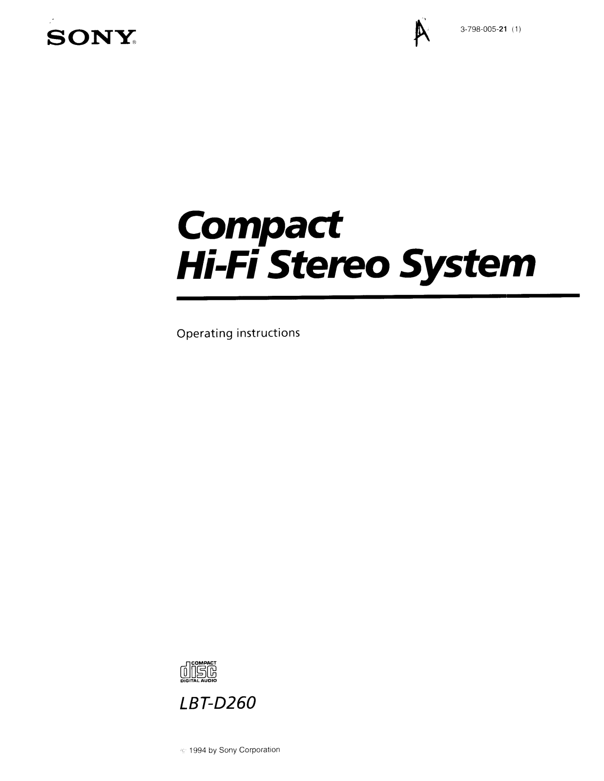 Sony LBT-D260 Operating Instructions