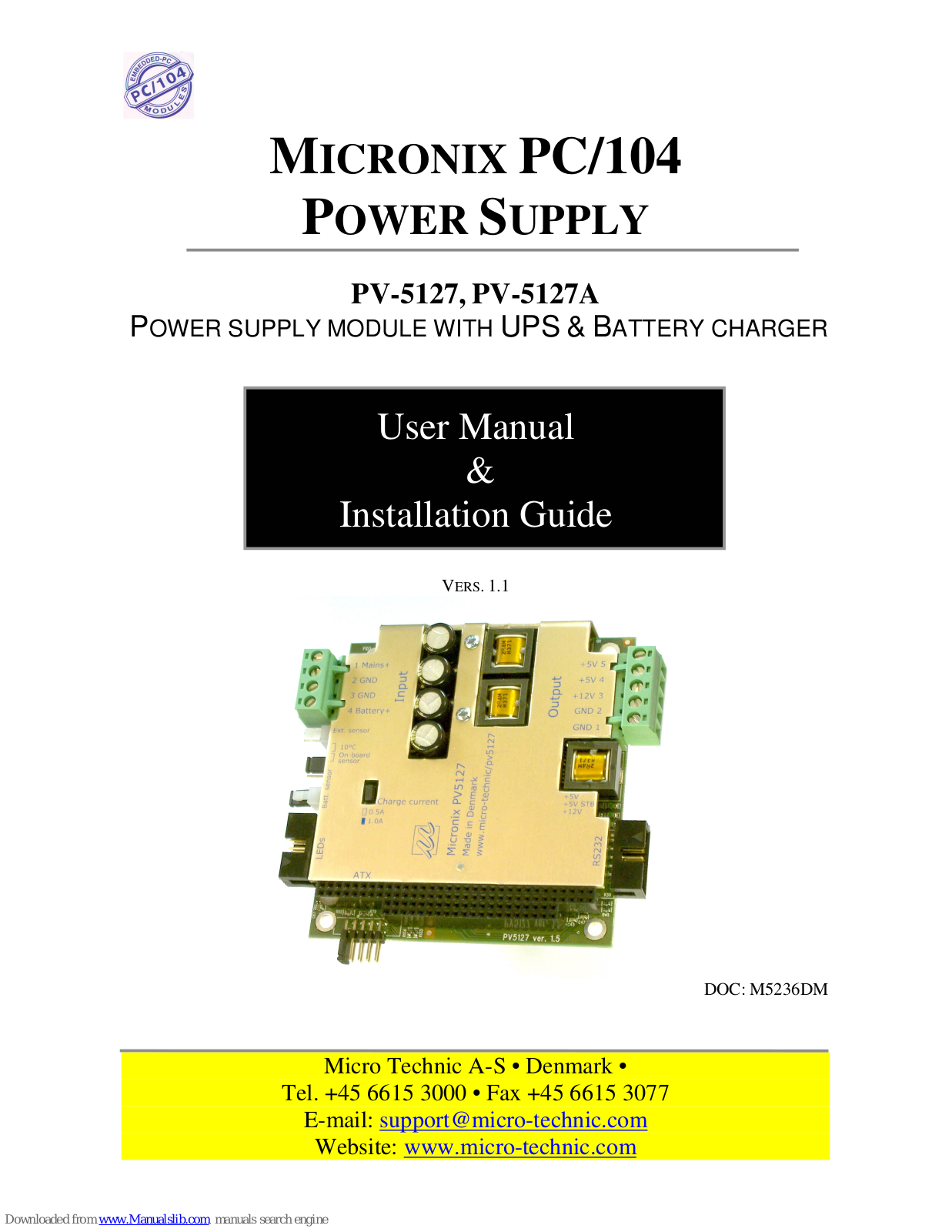 Micro Technic Micronix PV-5127, Micronix PV-5127A User Manual