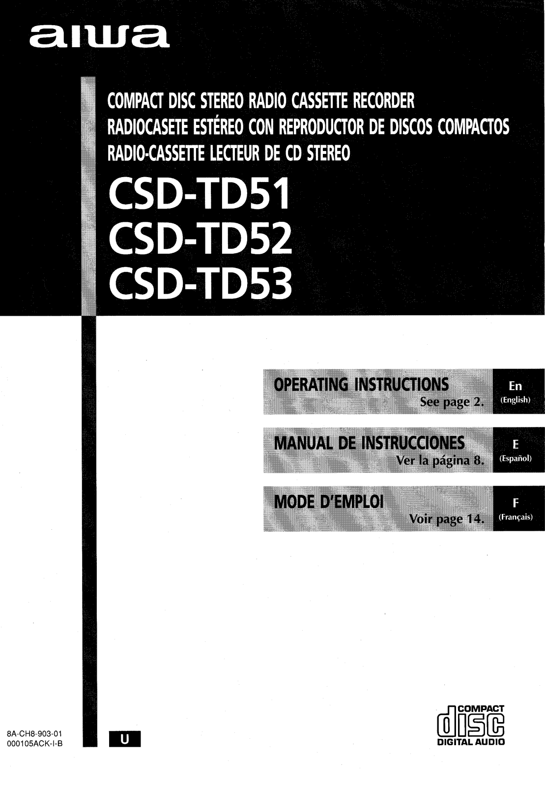 Sony CSDTD53, CSDTD51, CSDTD52 Operating Manual