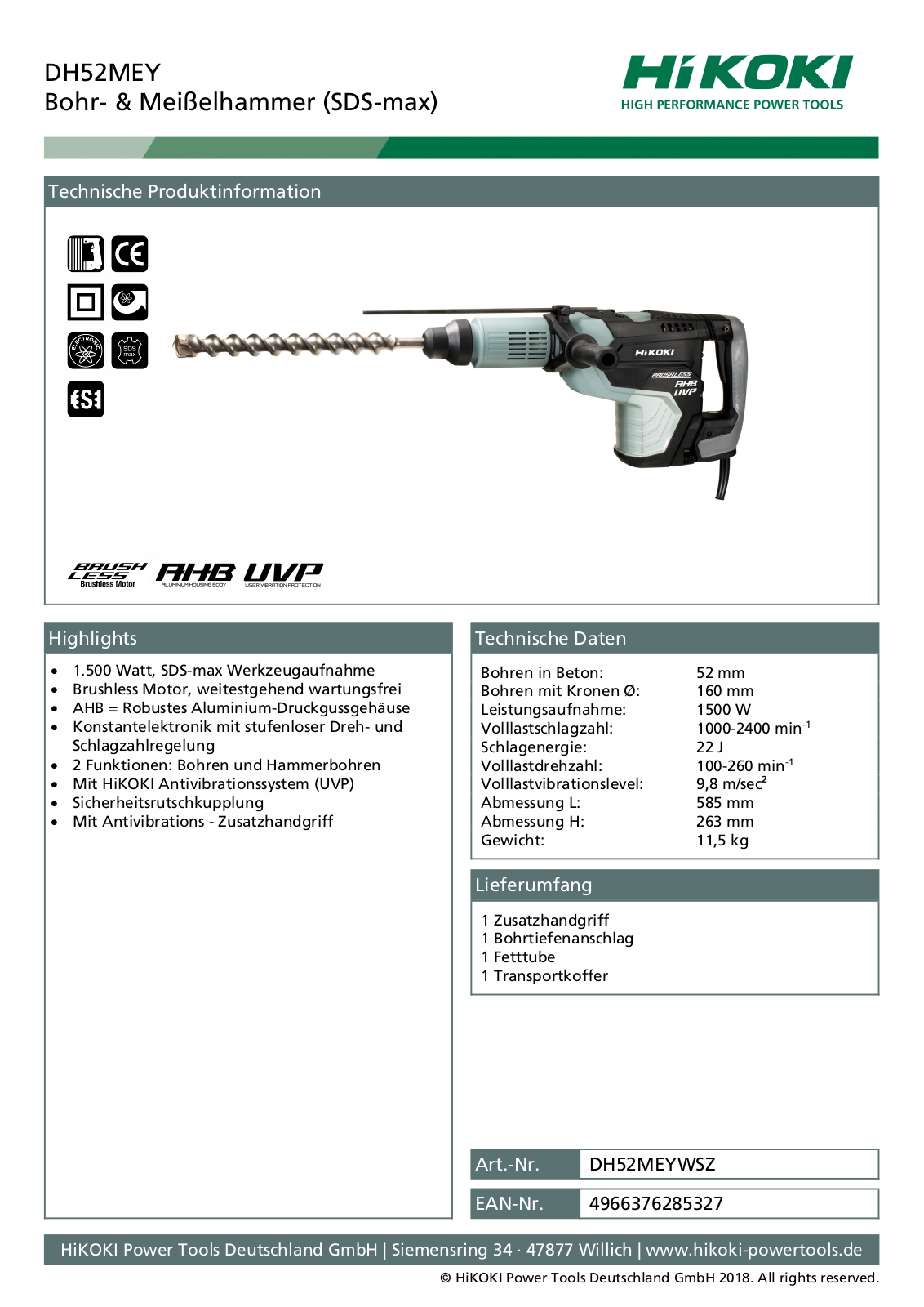 Hitachi DH52MEY User Manual