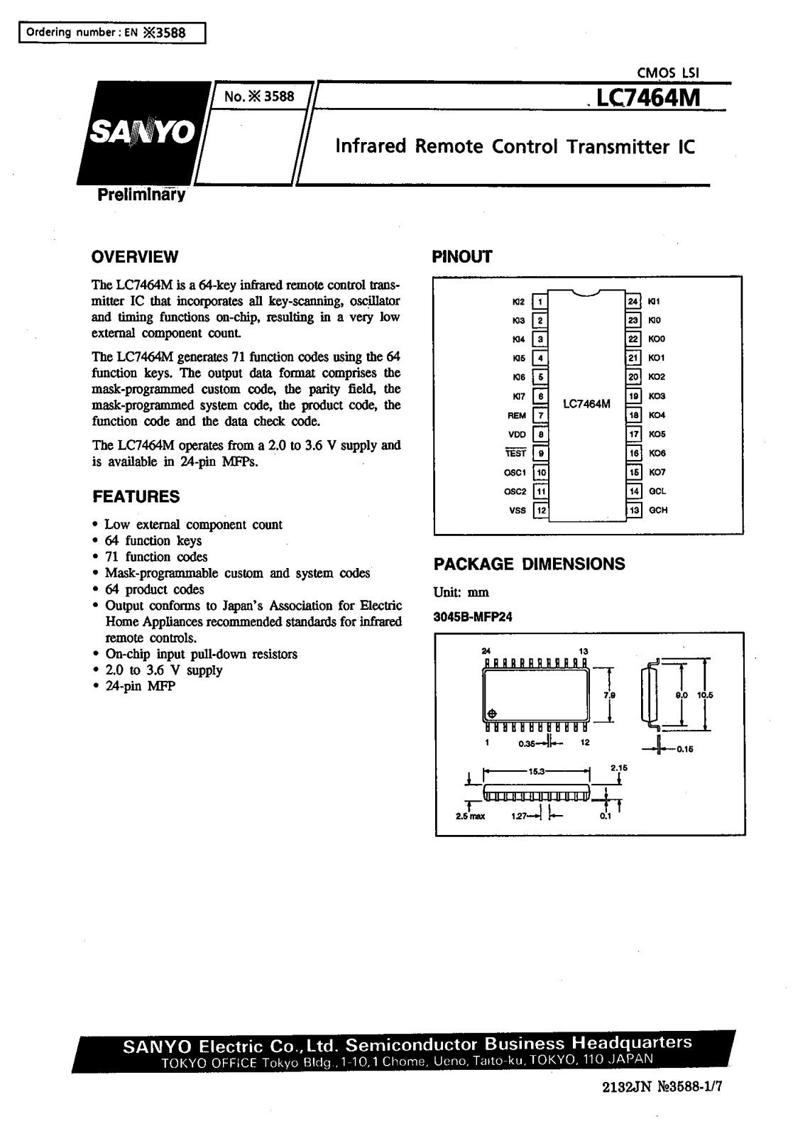 Datasheet LC7464M Datasheet (SANYO) - ManualMachine.com