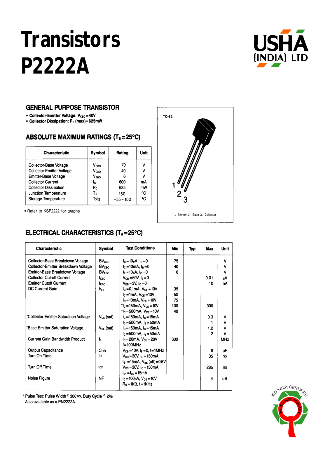 USHA P2222A Datasheet