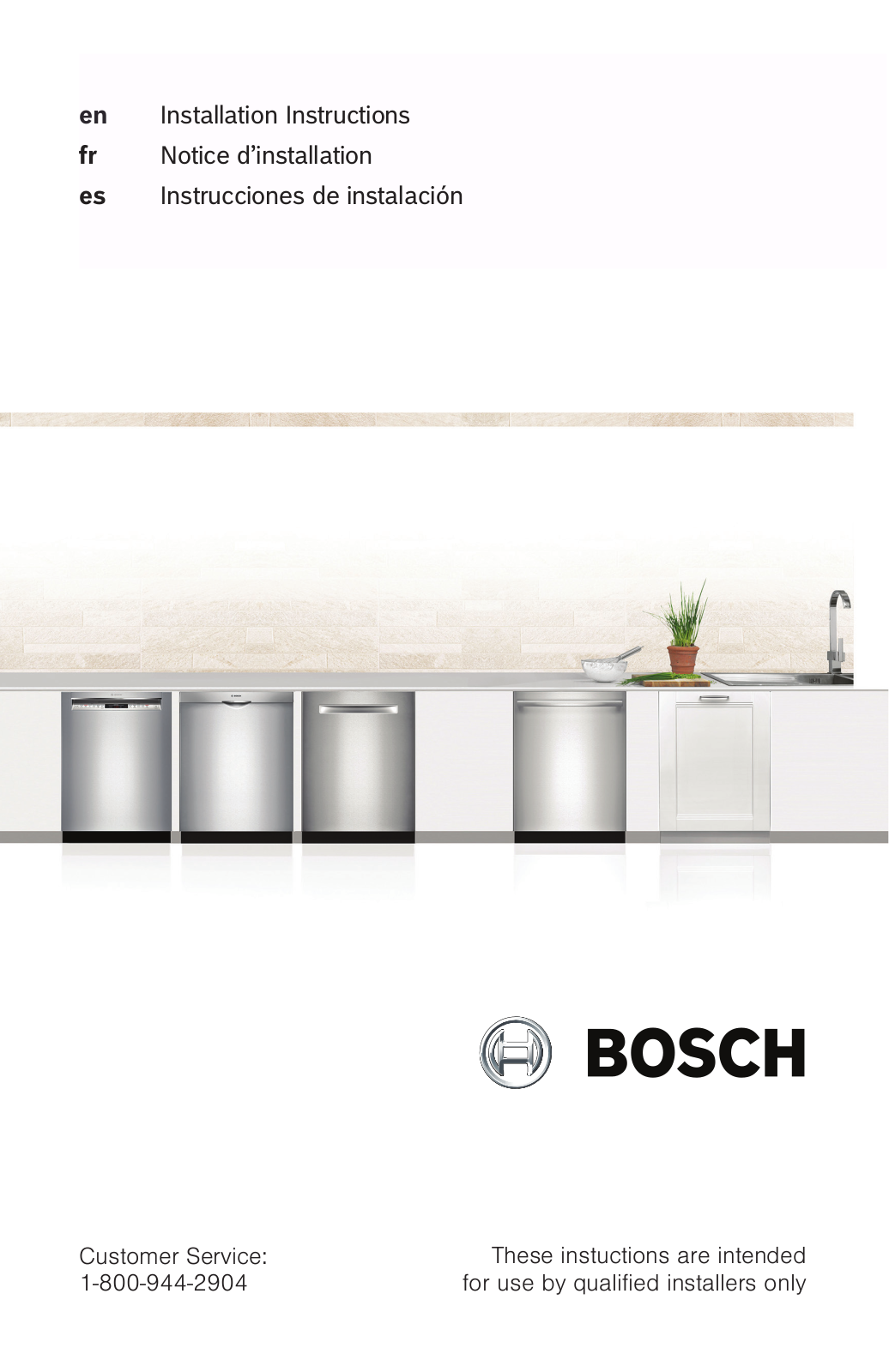 Bosch 100, SHE3AR72UC, SHE3AR75UC, SHE3AR76UC, SHX3AR75UC Installation Instructions