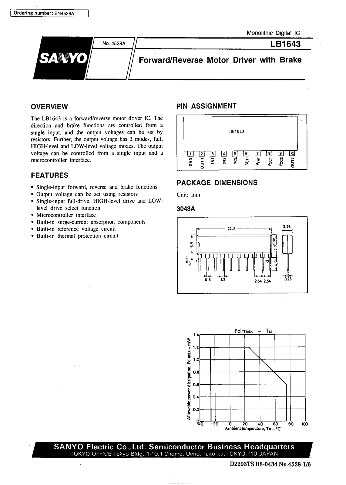 SANYO LB1643 Datasheet