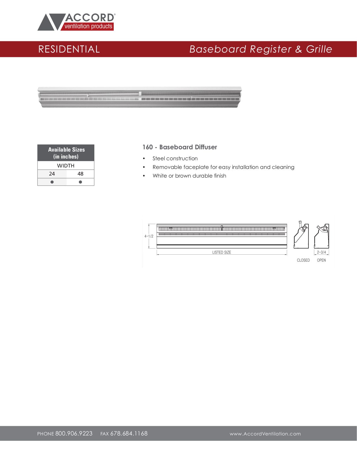 Accord Ventilation Products 160 User Manual