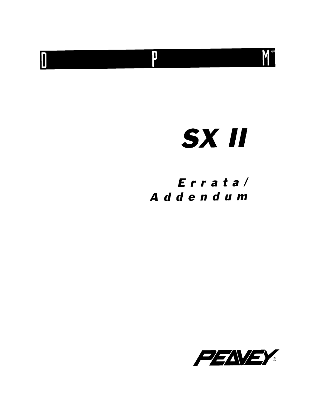 Peavey DPM SX II Owners Manual