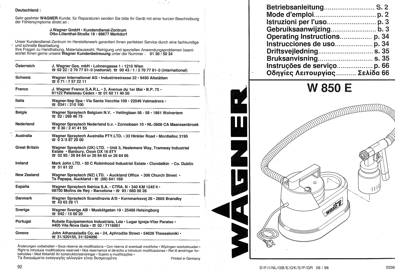 WAGNER W 850 E User Manual