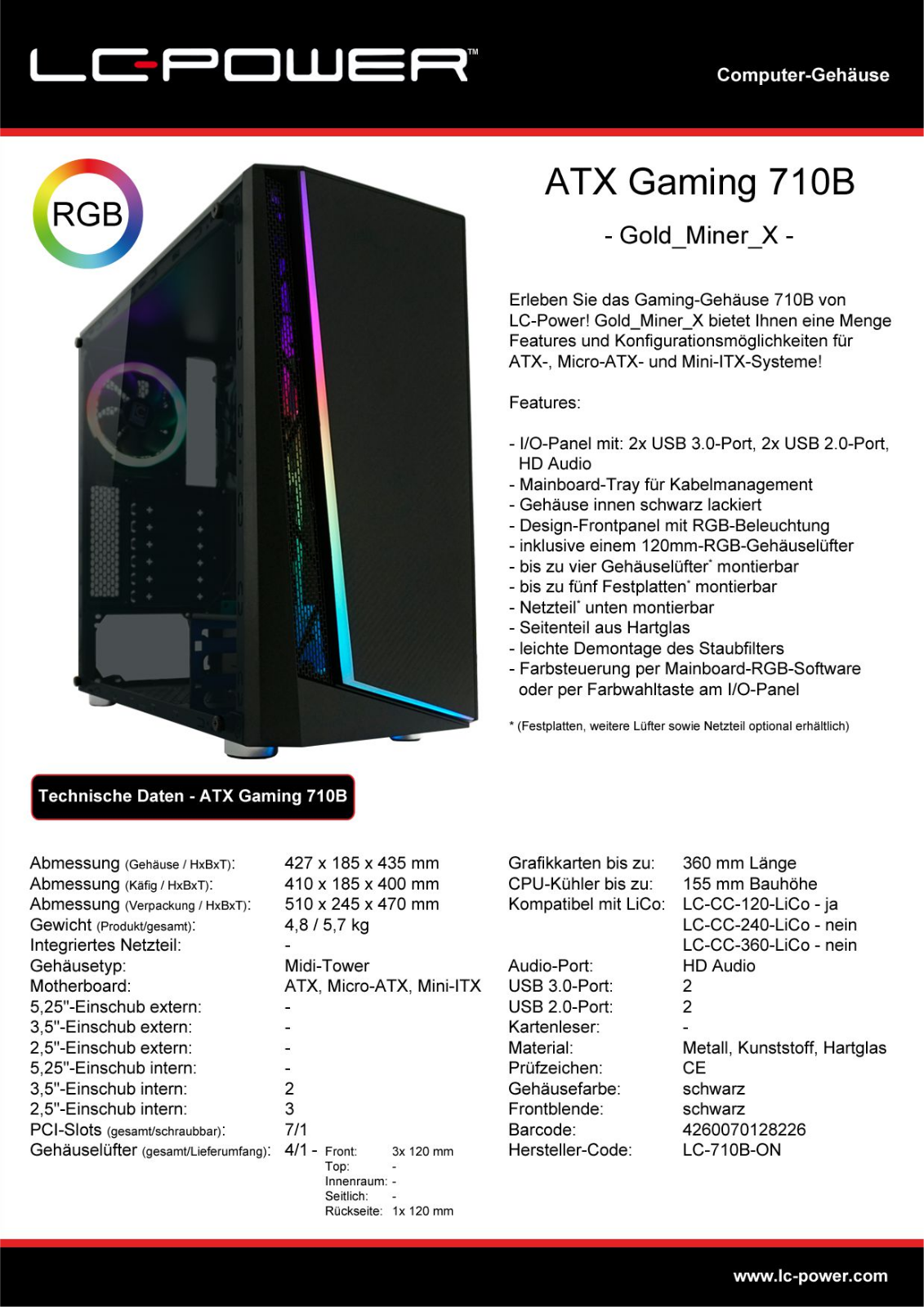 LC-Power LC-710B-ON User Manual