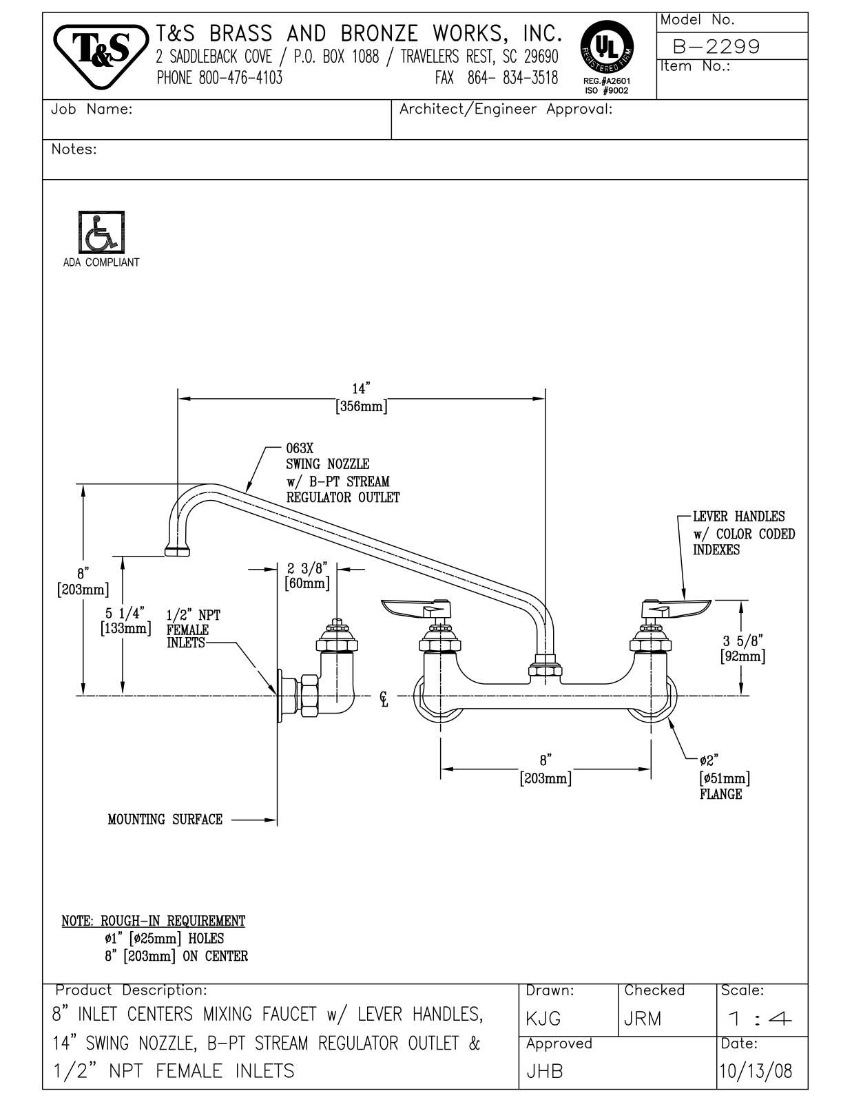 T & S Brass & Bronze Works B-2299 General Manual