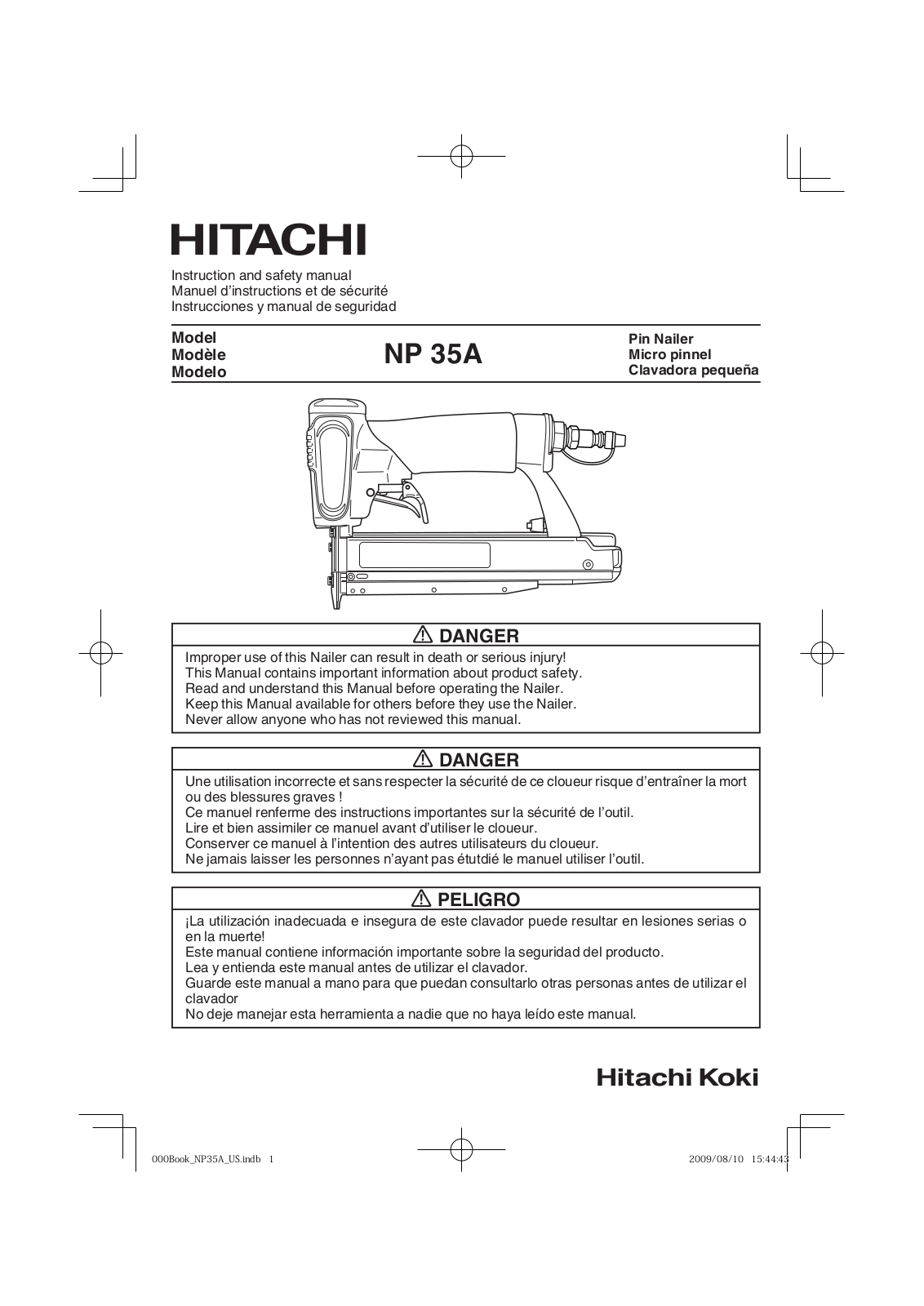 Hitachi NP 35A Instruction And Safety Manual