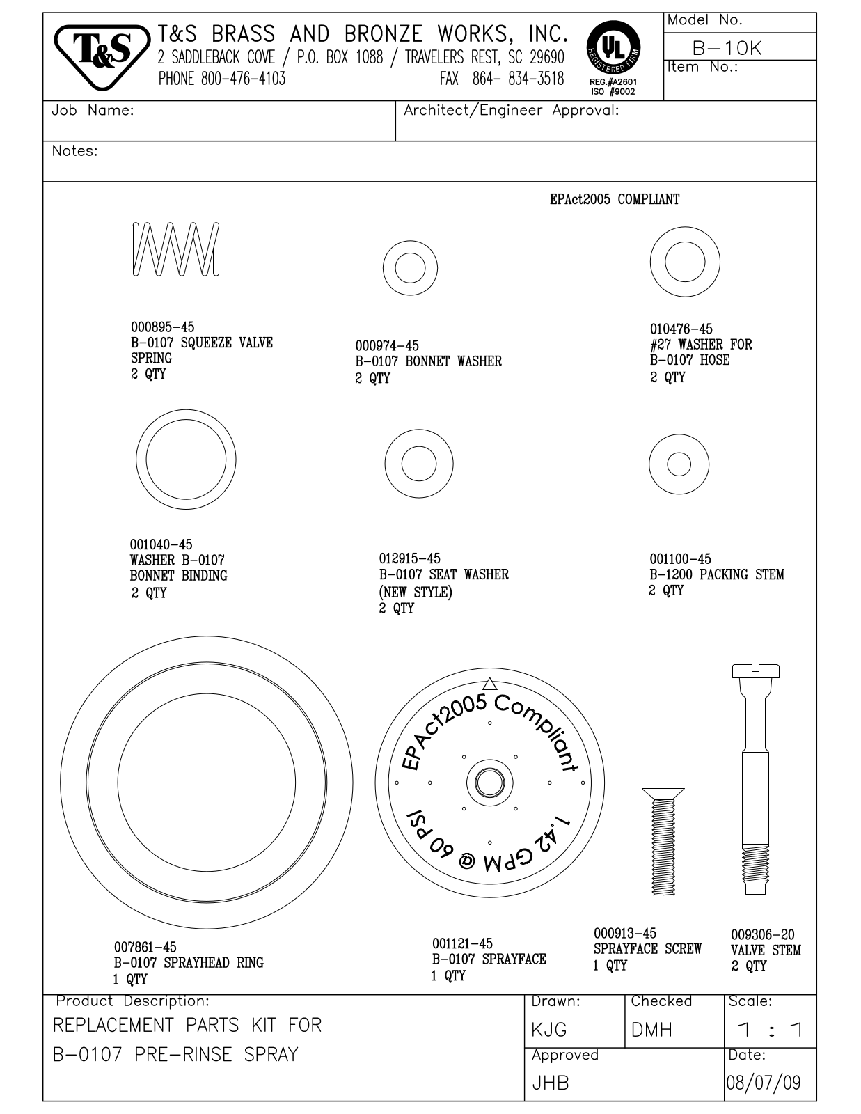 T & S Brass & Bronze Works B-10K General Manual