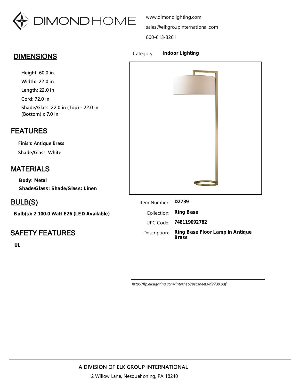 ELK Home D2739 User Manual