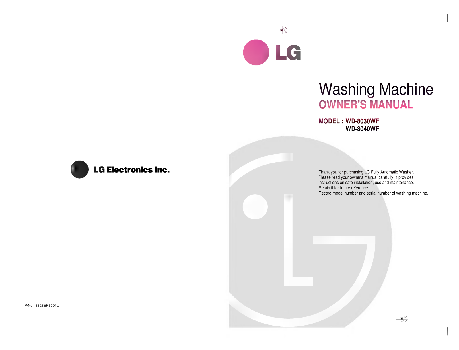 LG WD-8040WF Owner's Manual