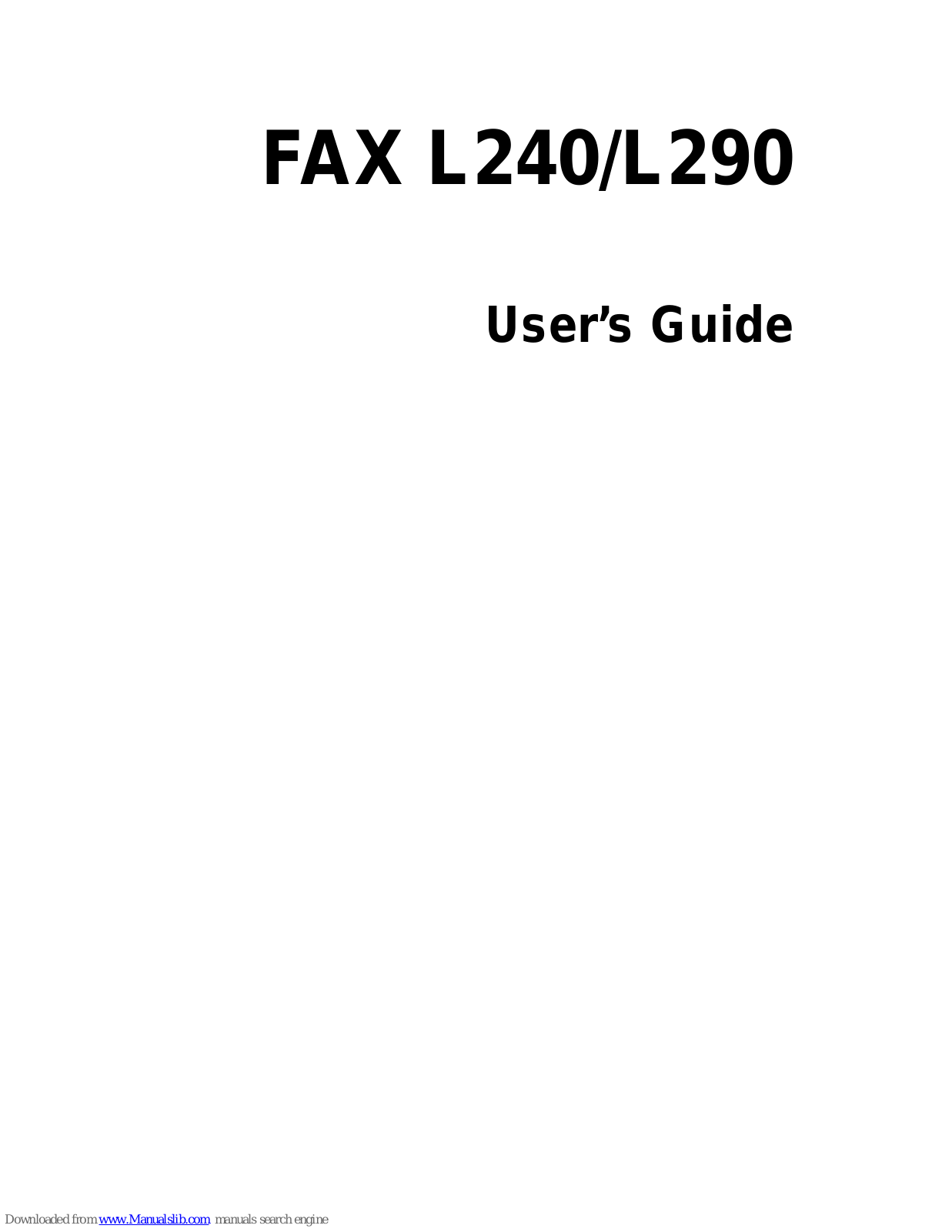 Canon L290, FAX L240, FAX L290, H12251, H12250 User Manual