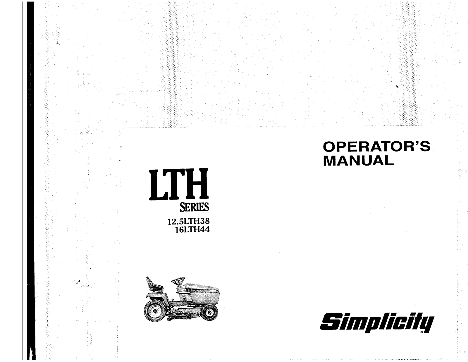 Simplicity 16LTH44, 12.5LTH38 User Manual