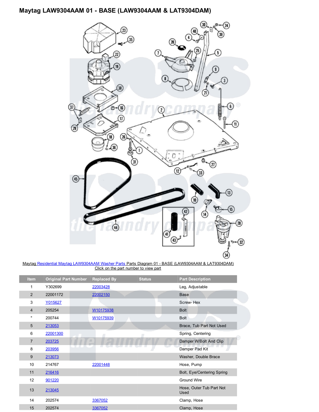 Maytag LAW9304AAM Parts Diagram