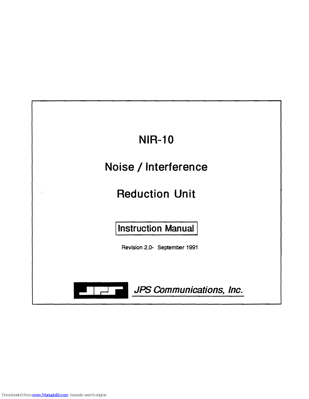 JPS Communications NIR-10 Instruction Manual - ManualMachine.com