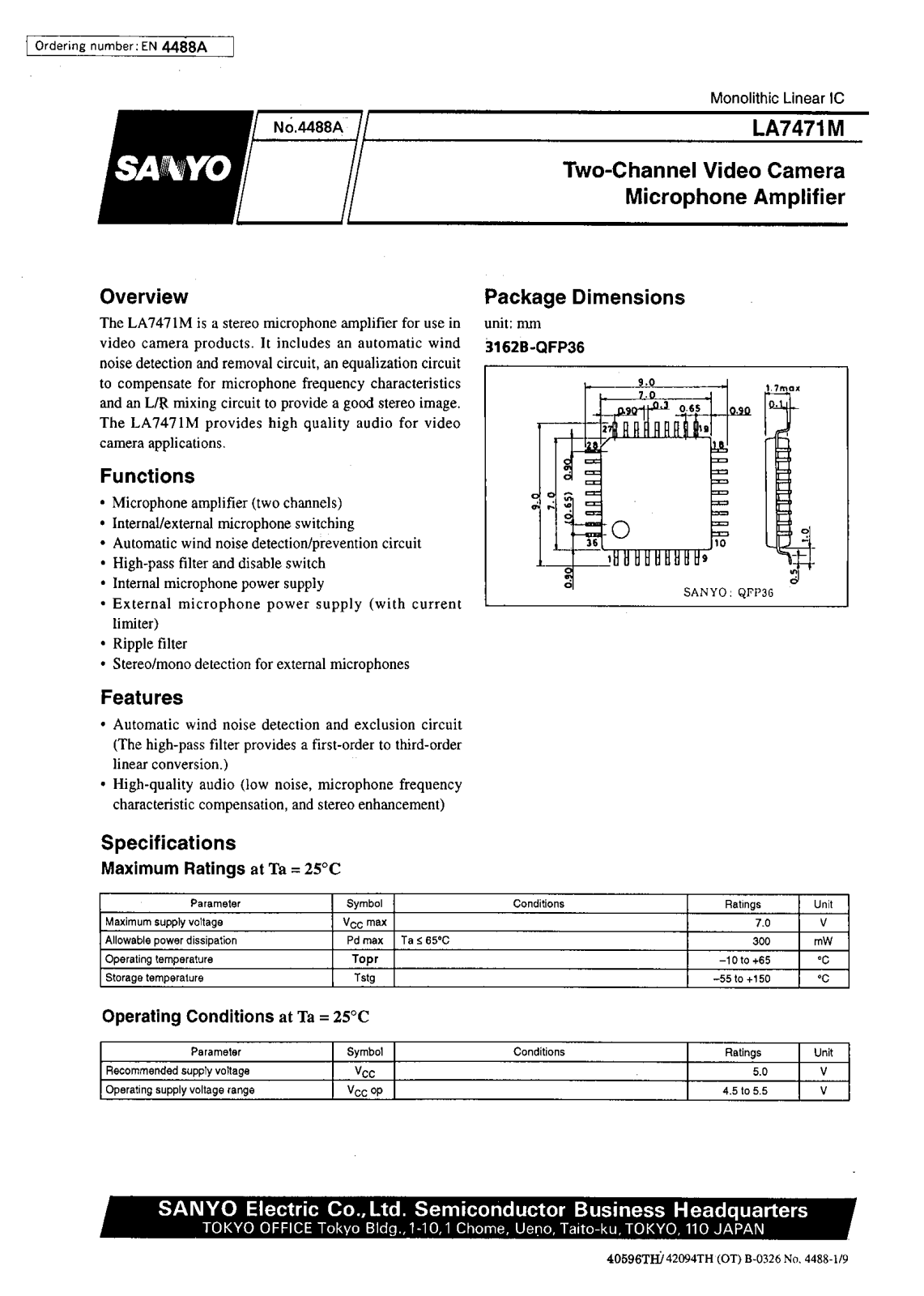 SANYO LA7471M Datasheet