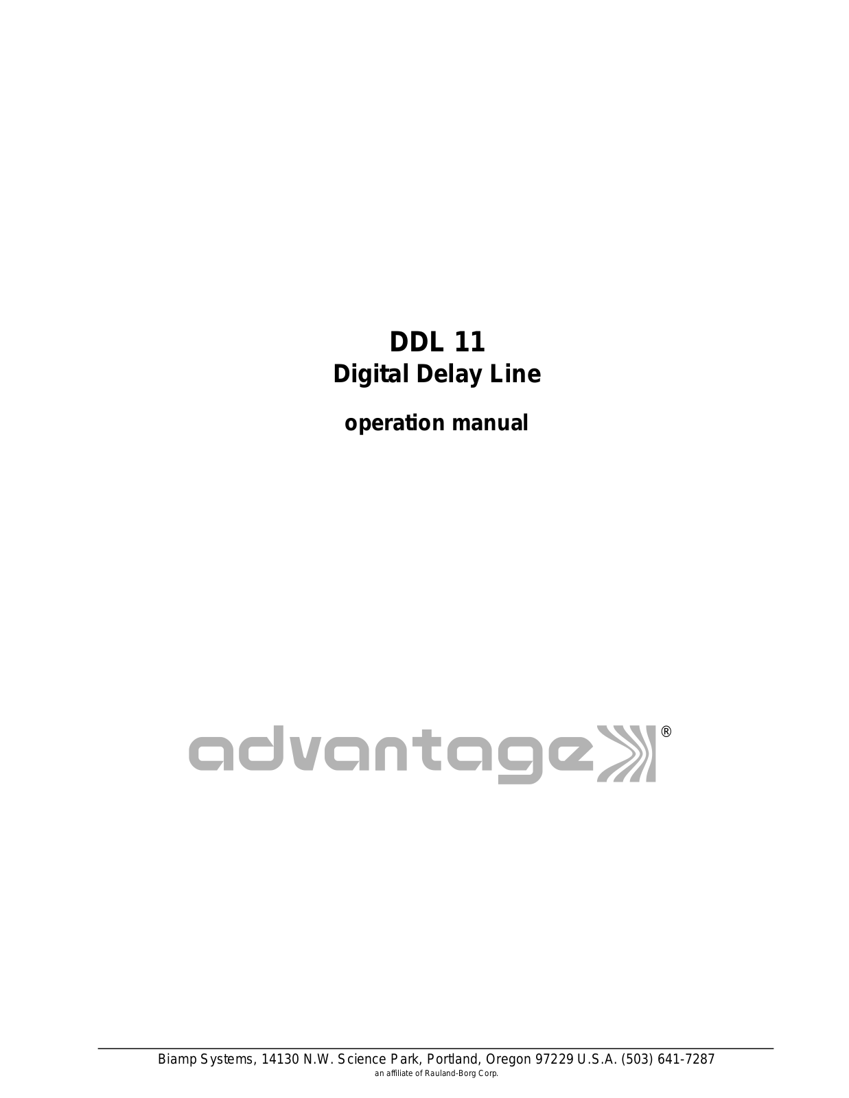 Biamp DDL11 User Manual