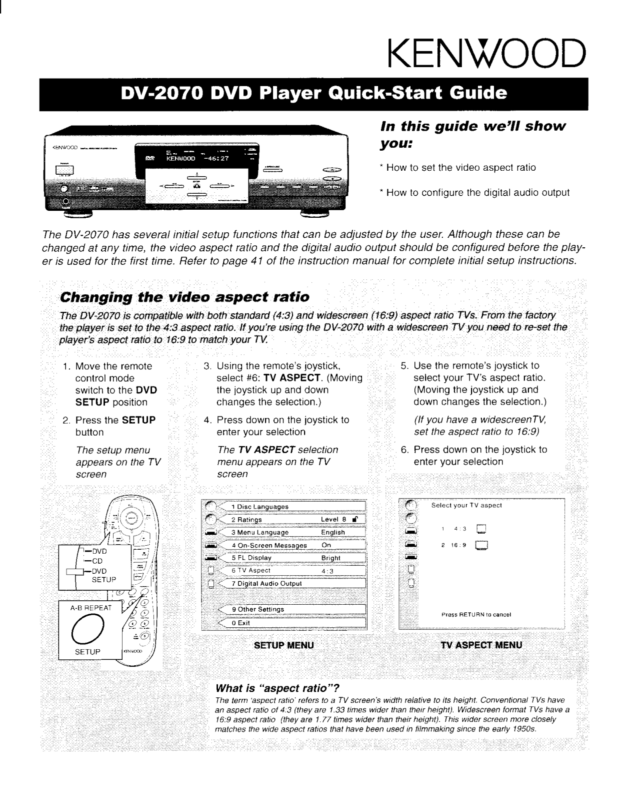 Kenwood DV-2070 Guide