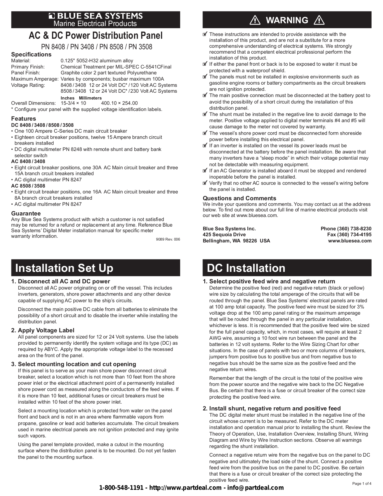 Blue Sea Systems 8408, 3408, 8508 User Manual