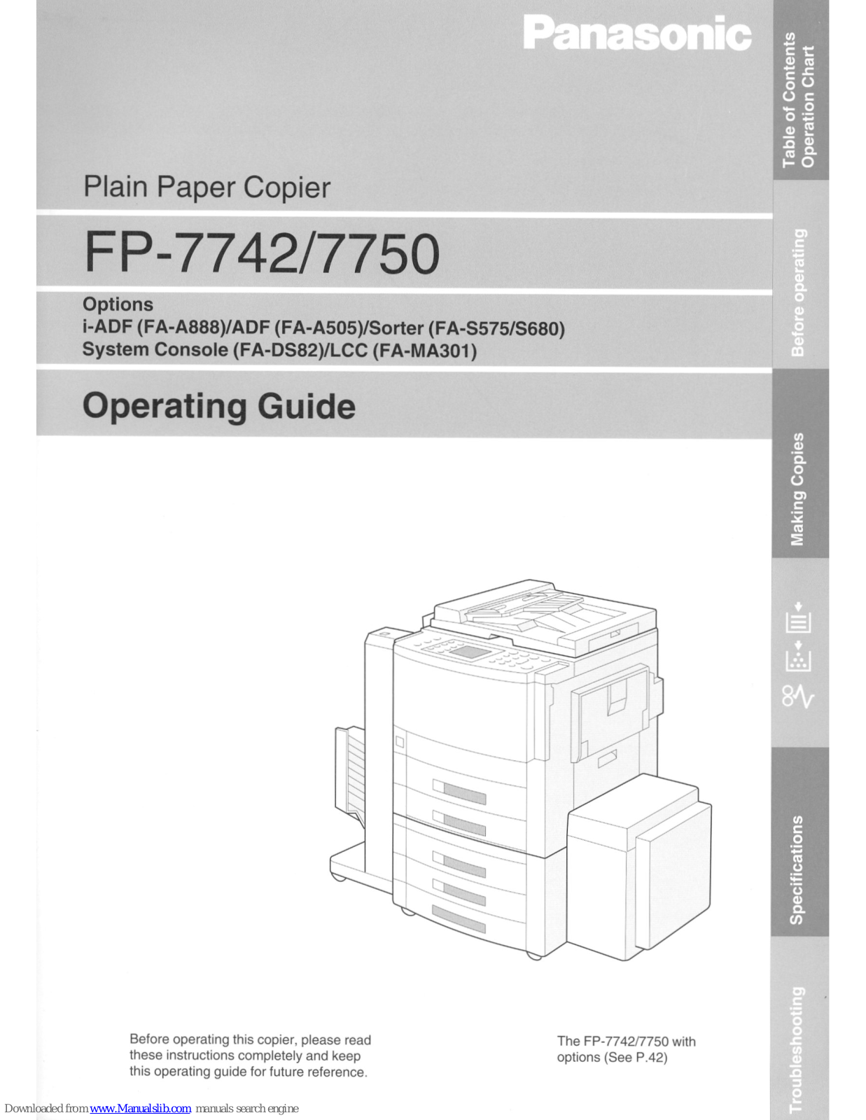 Panasonic FP-7750 Operating Manual