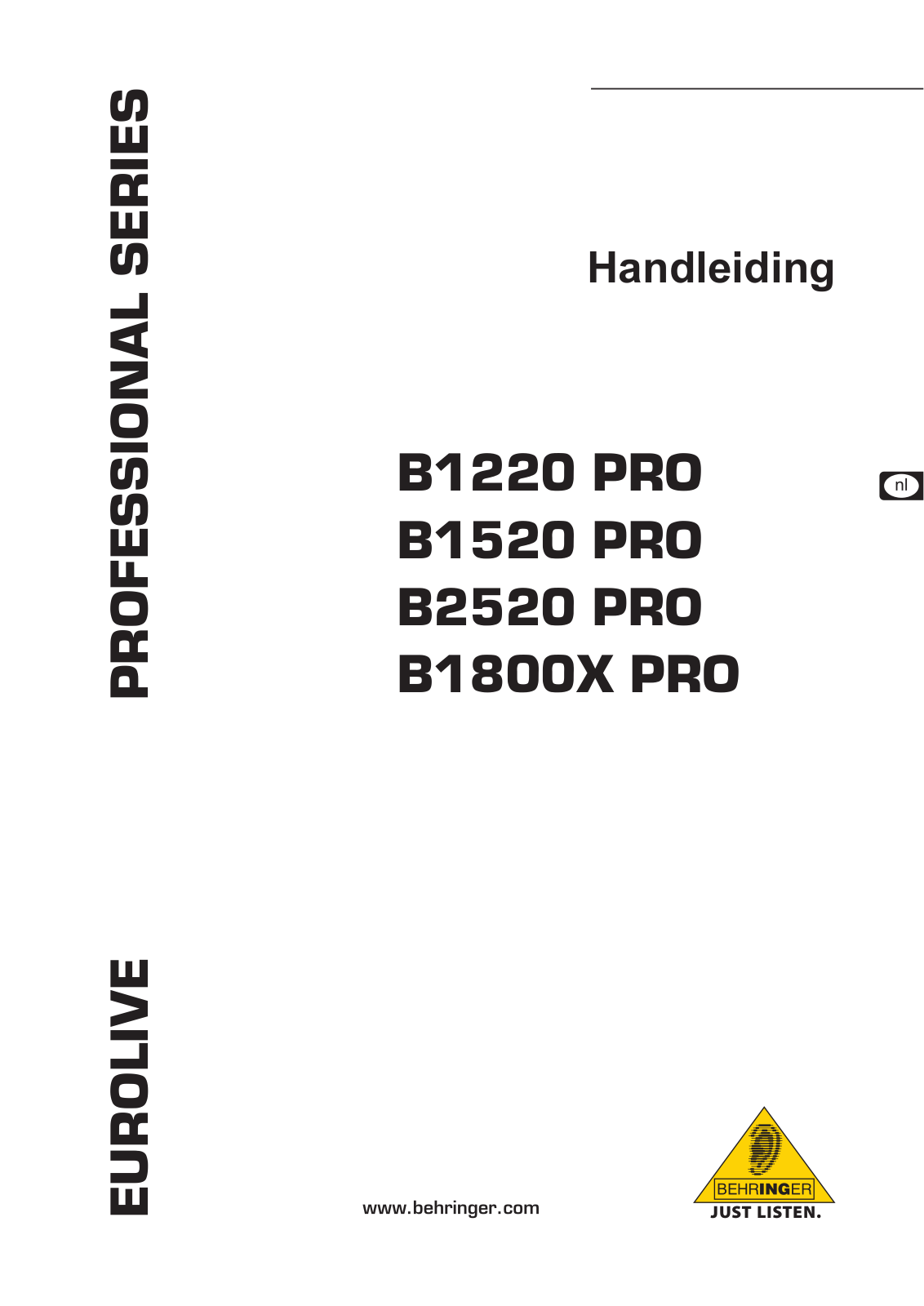 Behringer B2520 PRO, B1800X PRO, B1520 PRO, B1220 PRO Manual