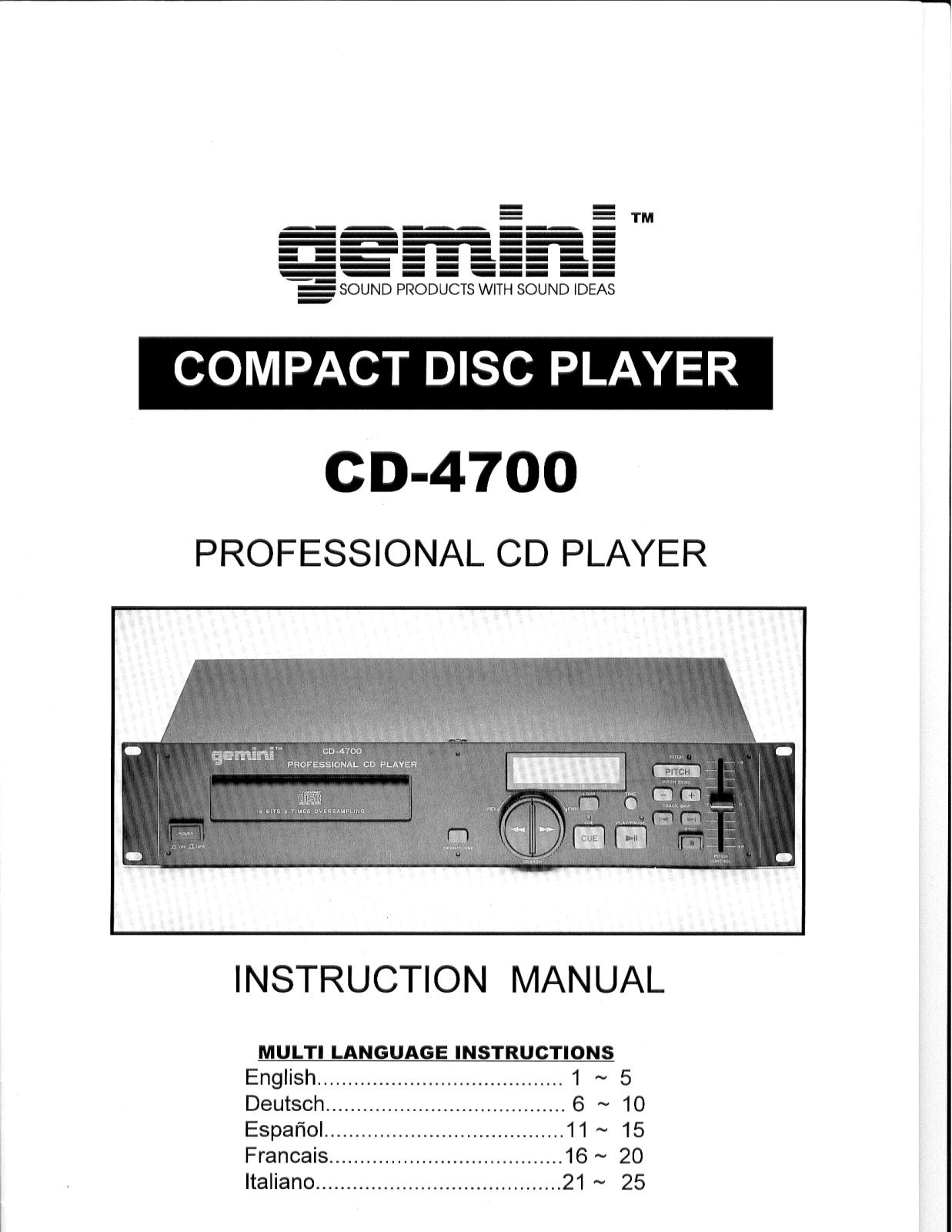 Gemini CD-4700 E User Manual