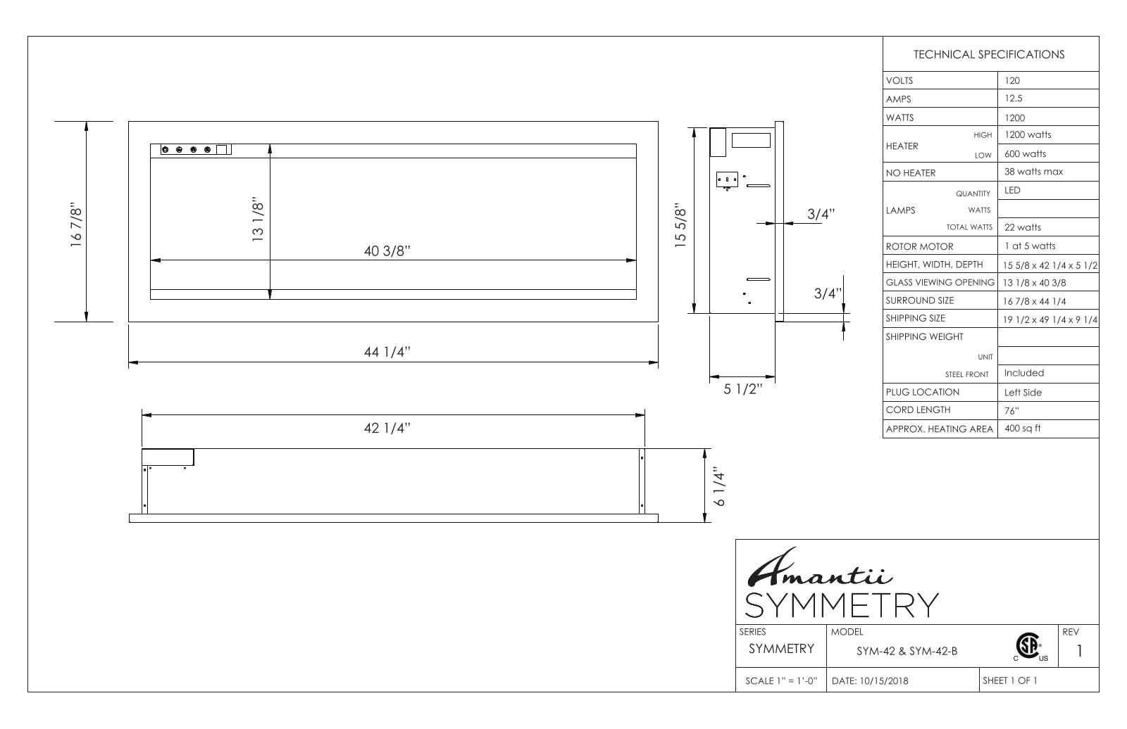 Amantii SYM42B, SYM42 Specifications