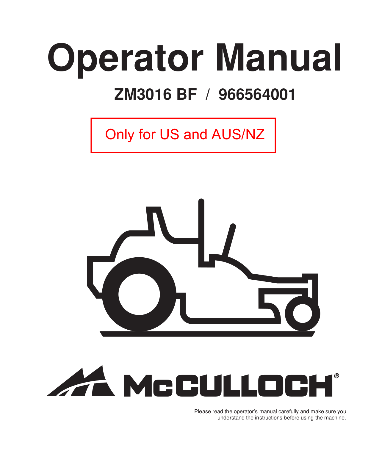 McCulloch ZM3016BF-966564001 User Manual