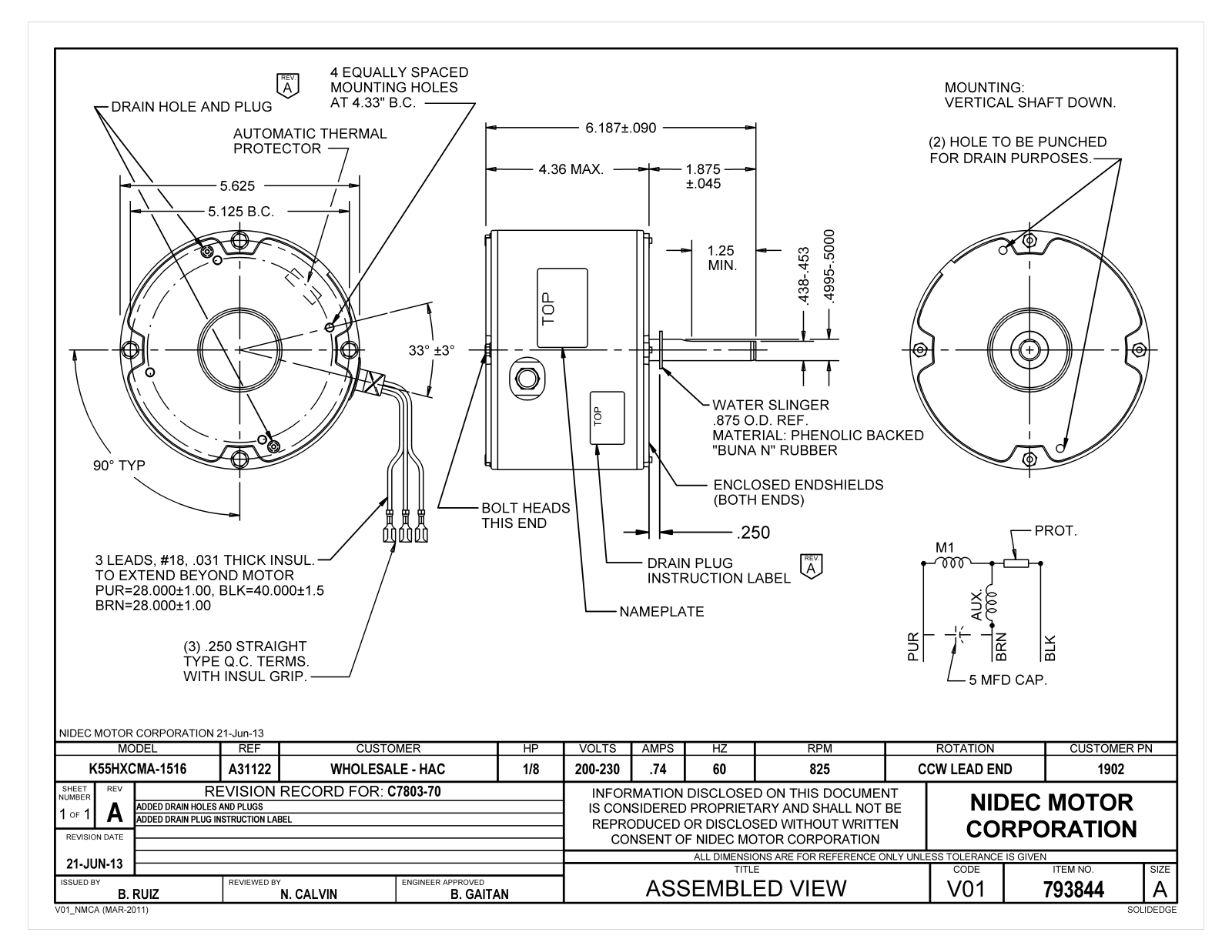 US Motors 1902 Dimensional Sheet - ManualMachine.com