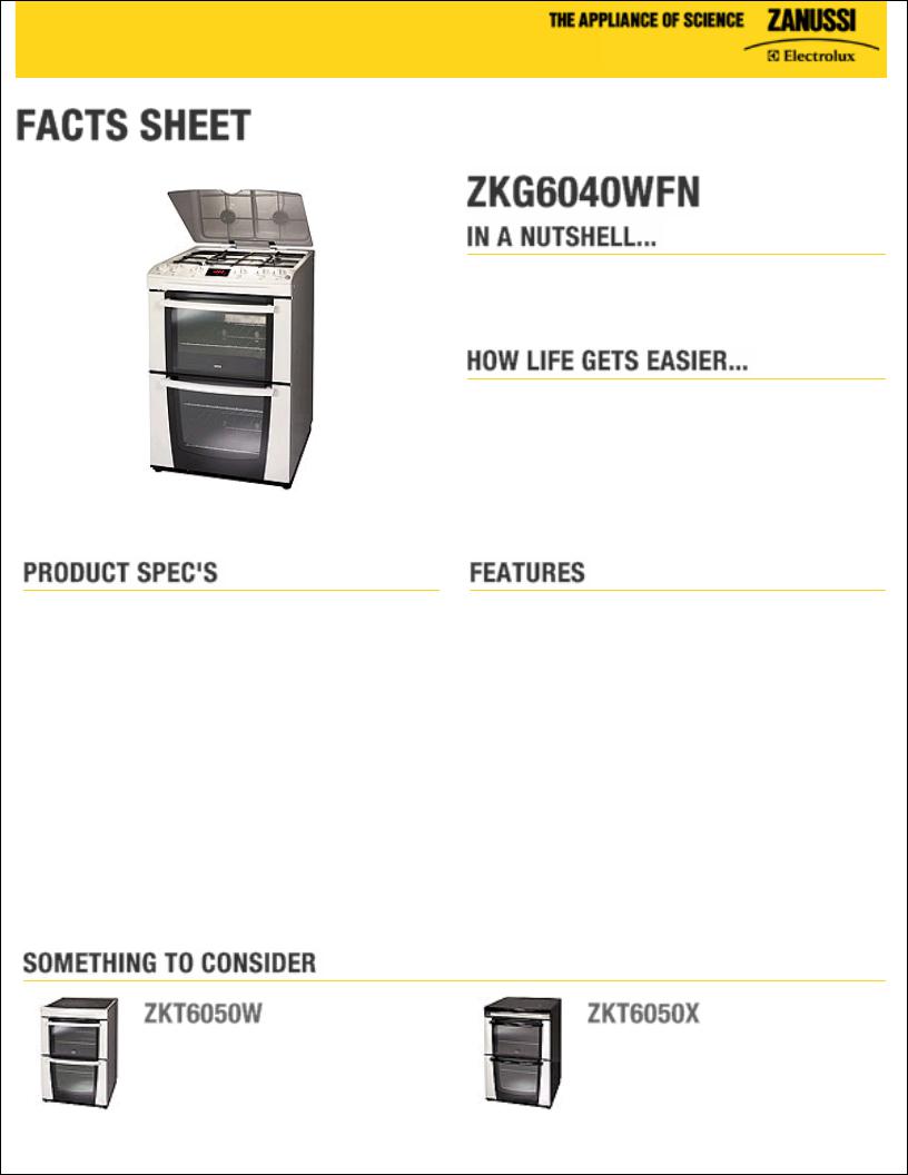 Zanussi ZKG6040WFN User Manual