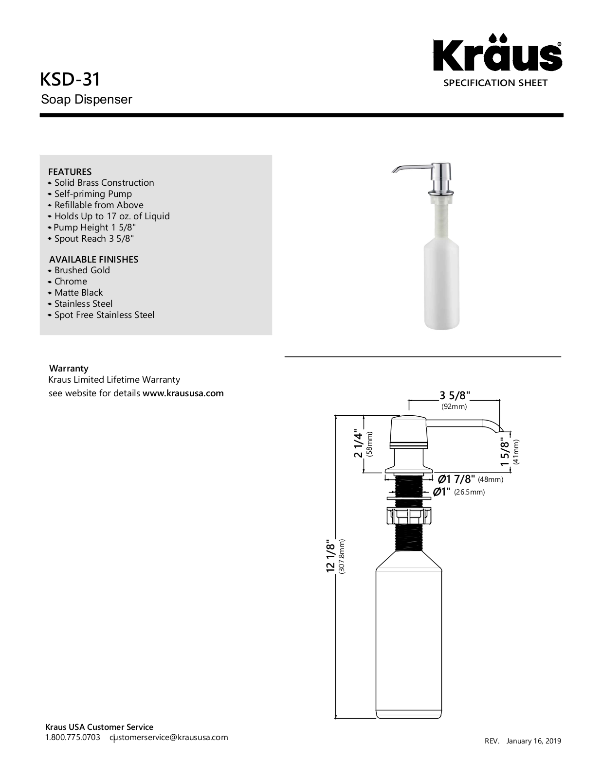 Kraus KUS10154 Specifications - ManualMachine.com