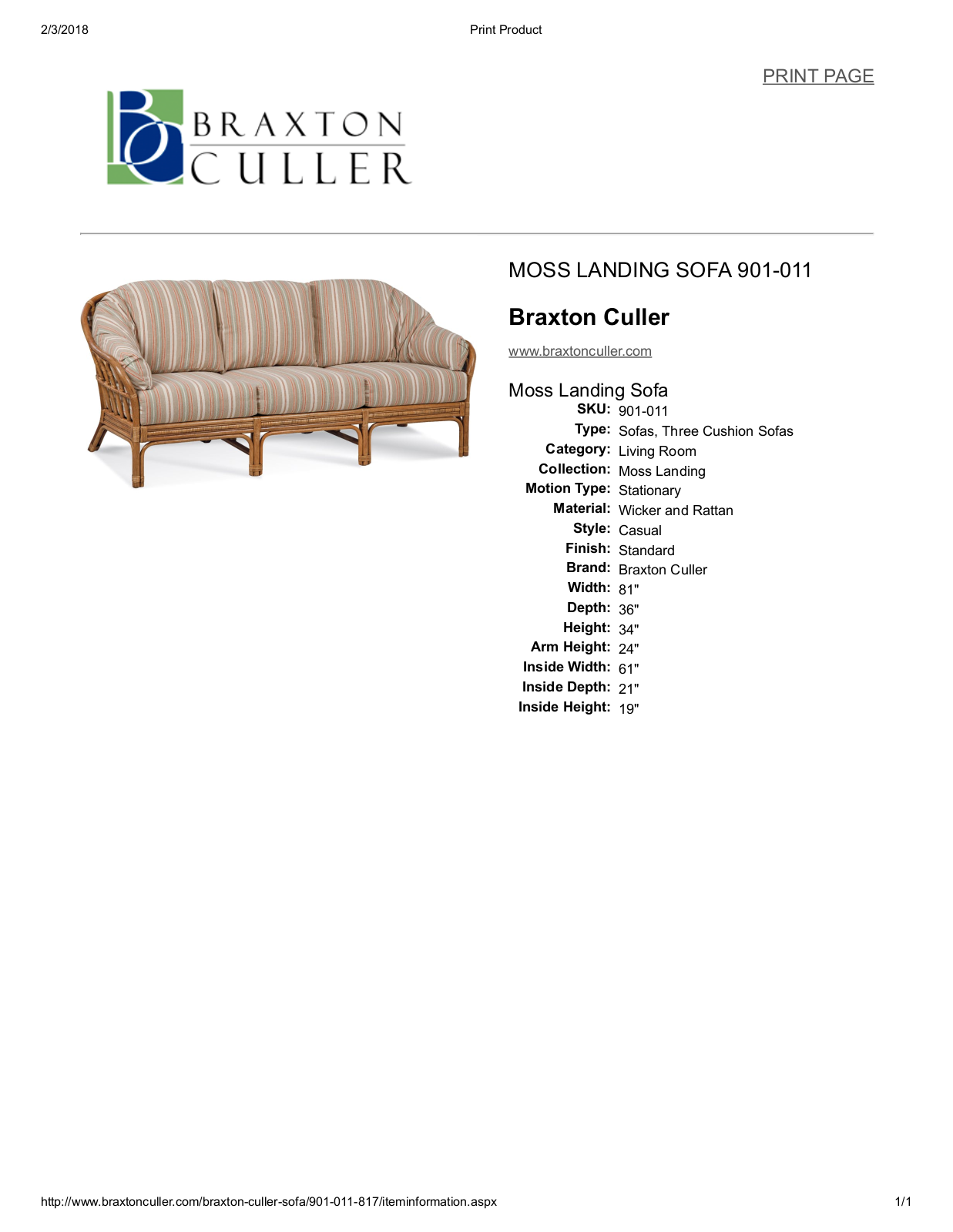 Braxton Culler BXCL1722 Specifications - ManualMachine.com