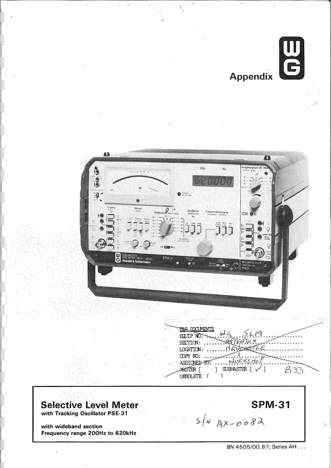 Wandel & Goltermann SPM-31 Service Manual
