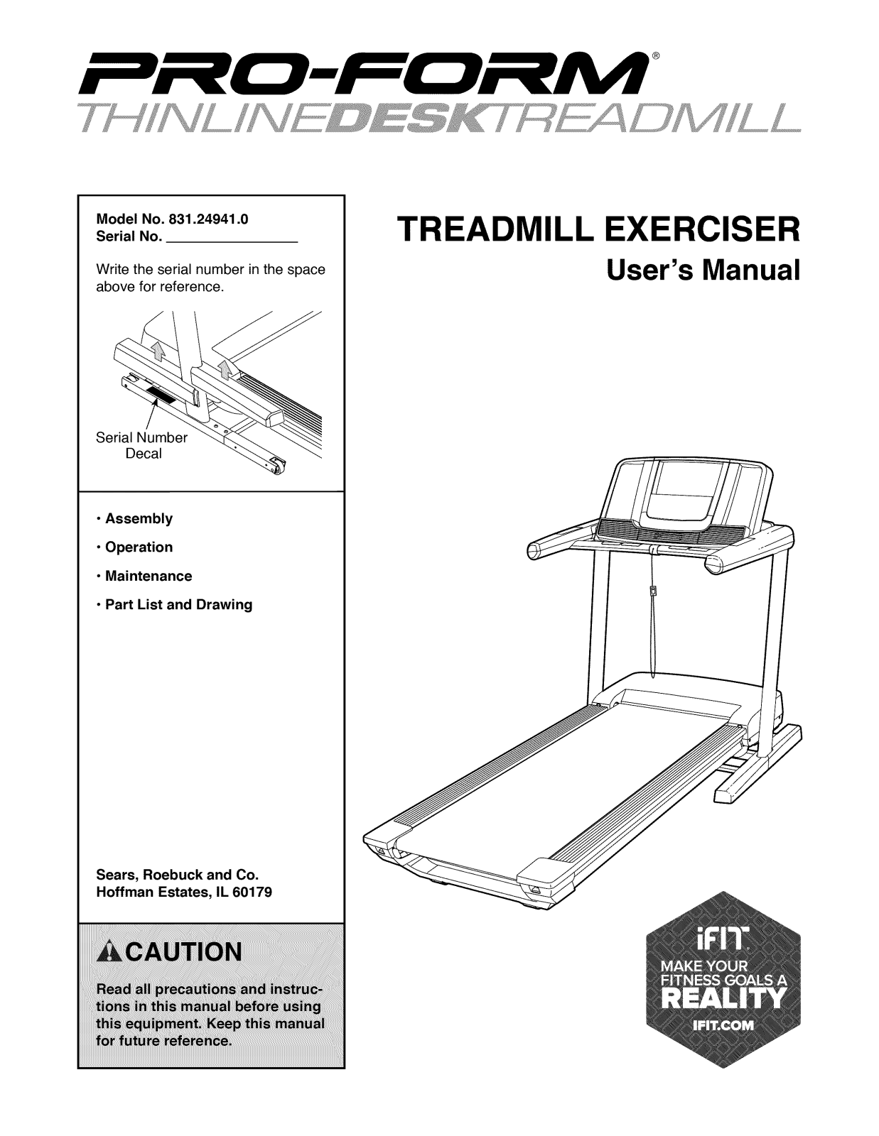 Proform 831249410 Owner’s Manual