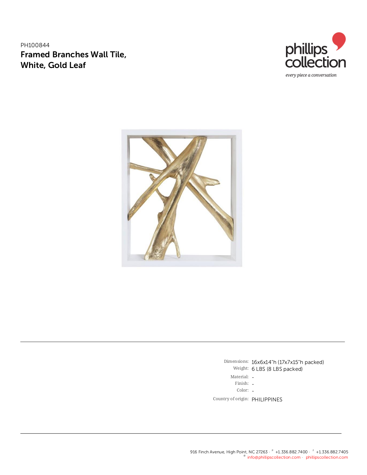 Phillips Collection TPC10793 Specifications - ManualMachine.com