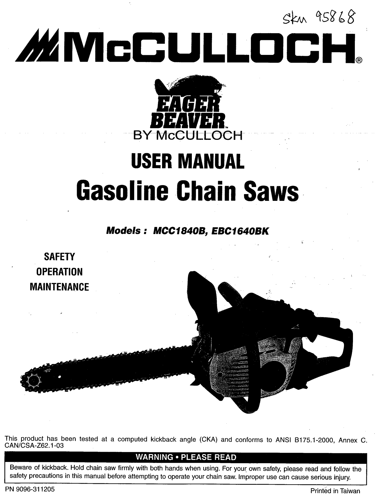 McCulloch Eager Beaver MCC1840B User guide - ManualMachine.com