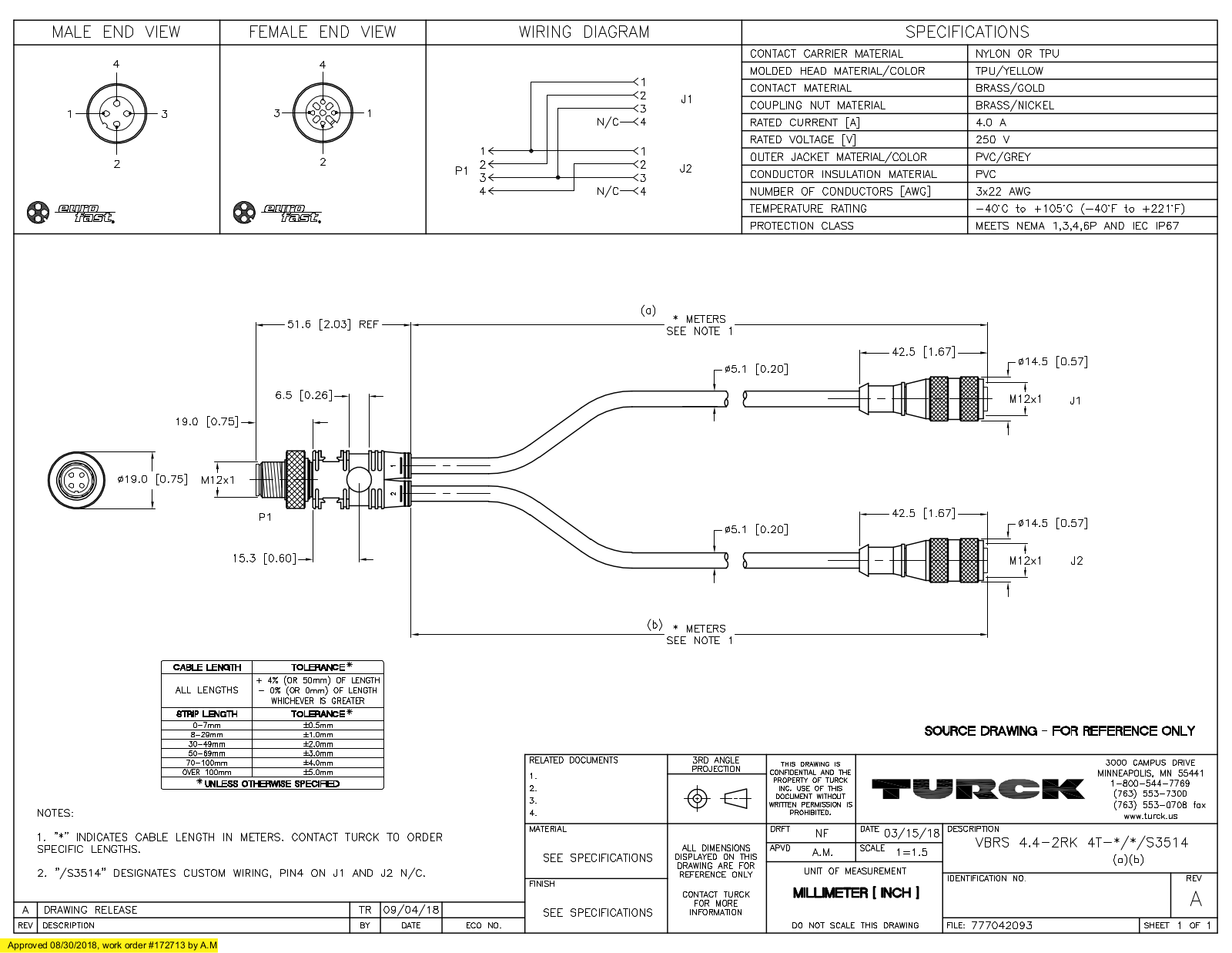 Turck VBRS4.4-2RK4T-0.4/1/S3514 Specification Sheet