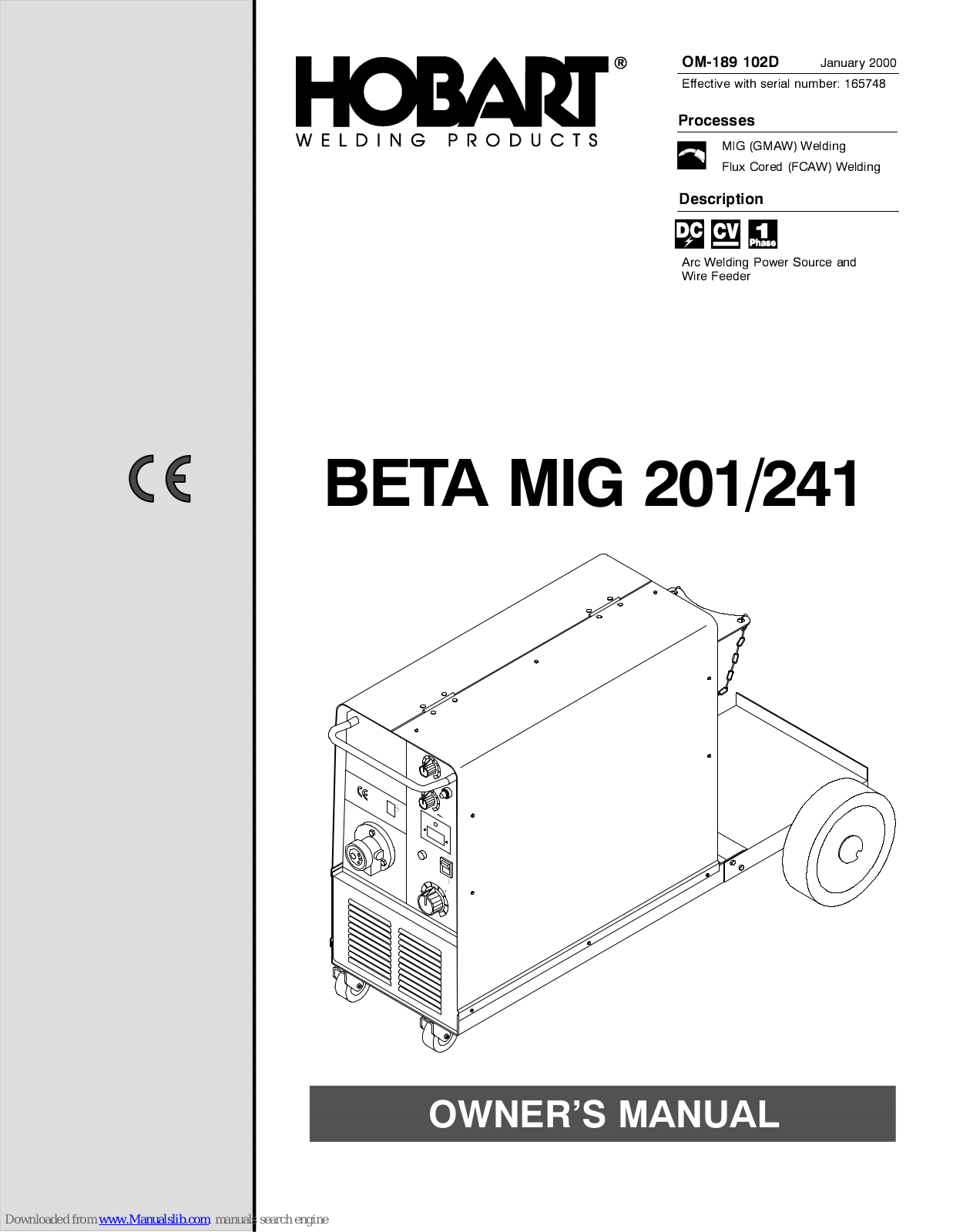 Hobart Beta Mig 201, Beta Mig 241 Owner's Manual