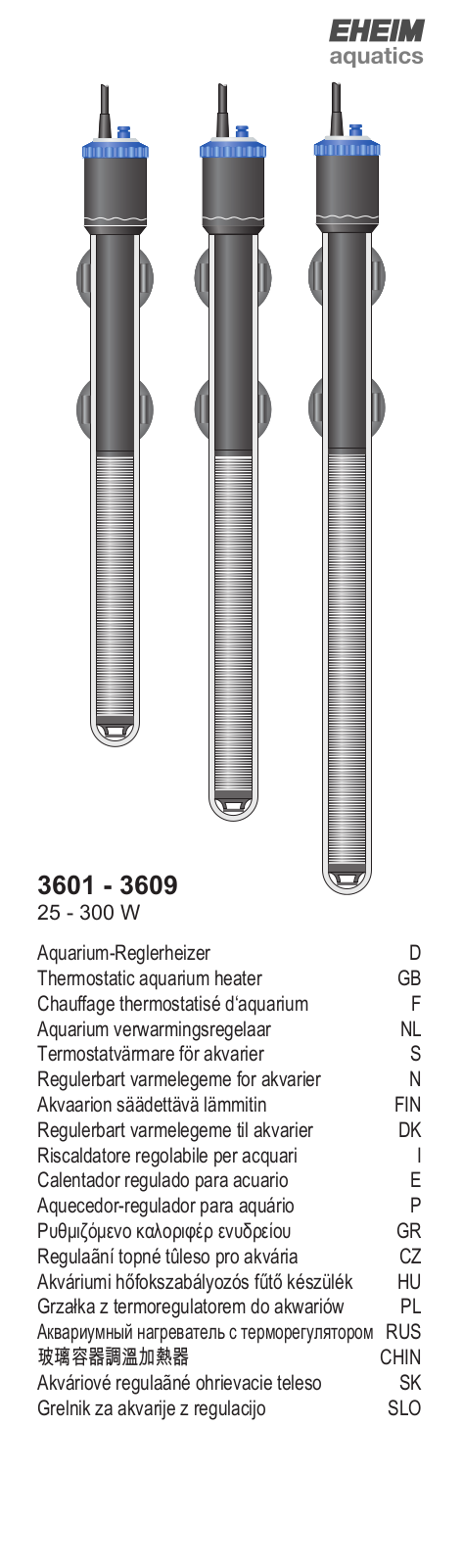 EHEIM 3603, 3602, 3601, 3606, 3607 User Manual