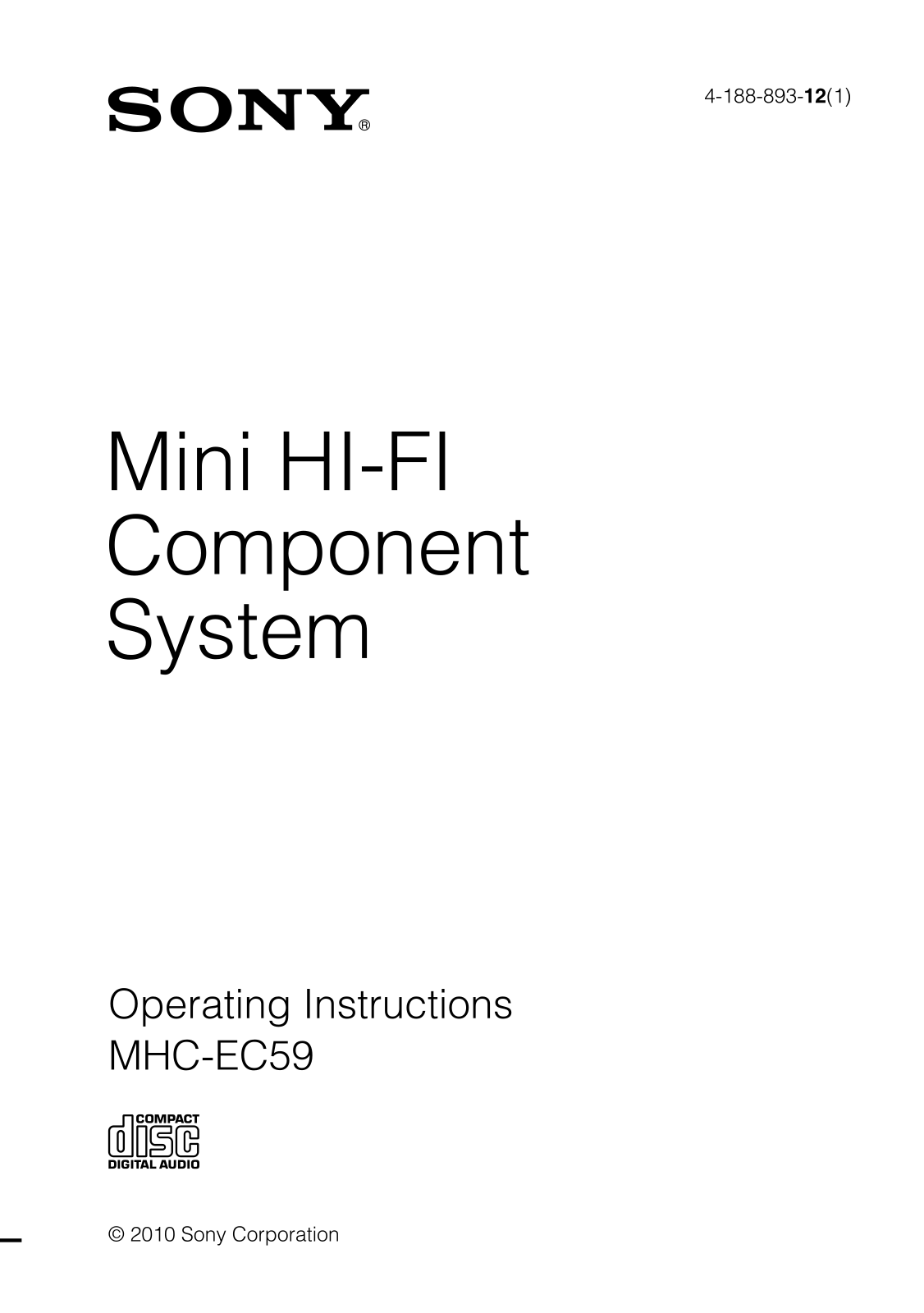 Sony MHC-EC59 Operating Instructions Manual