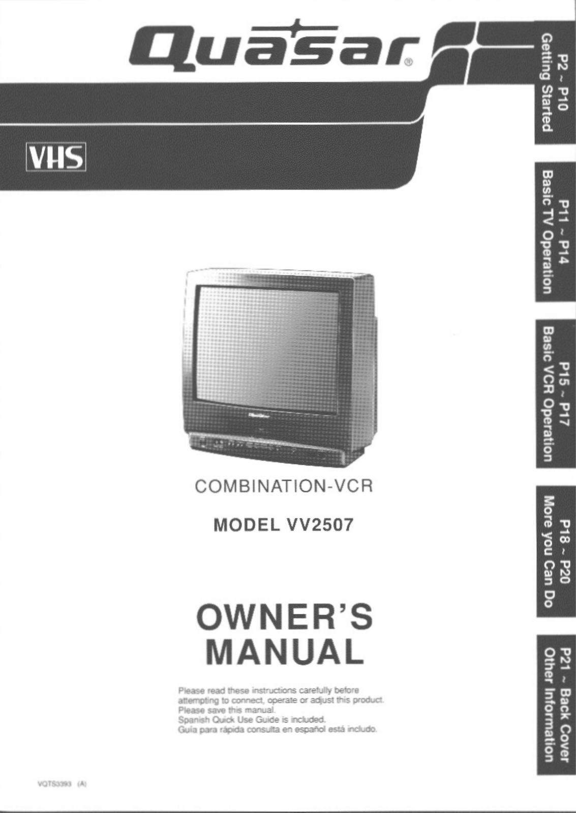 Panasonic vv-2507 Operation Manual