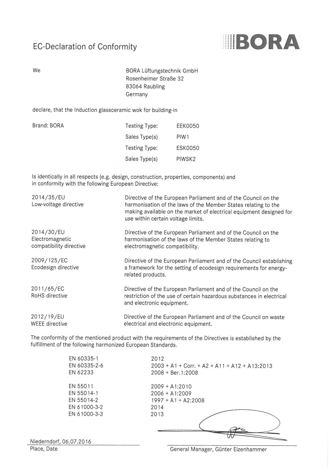 BORA PIW1 User Manual - ManualMachine.com
